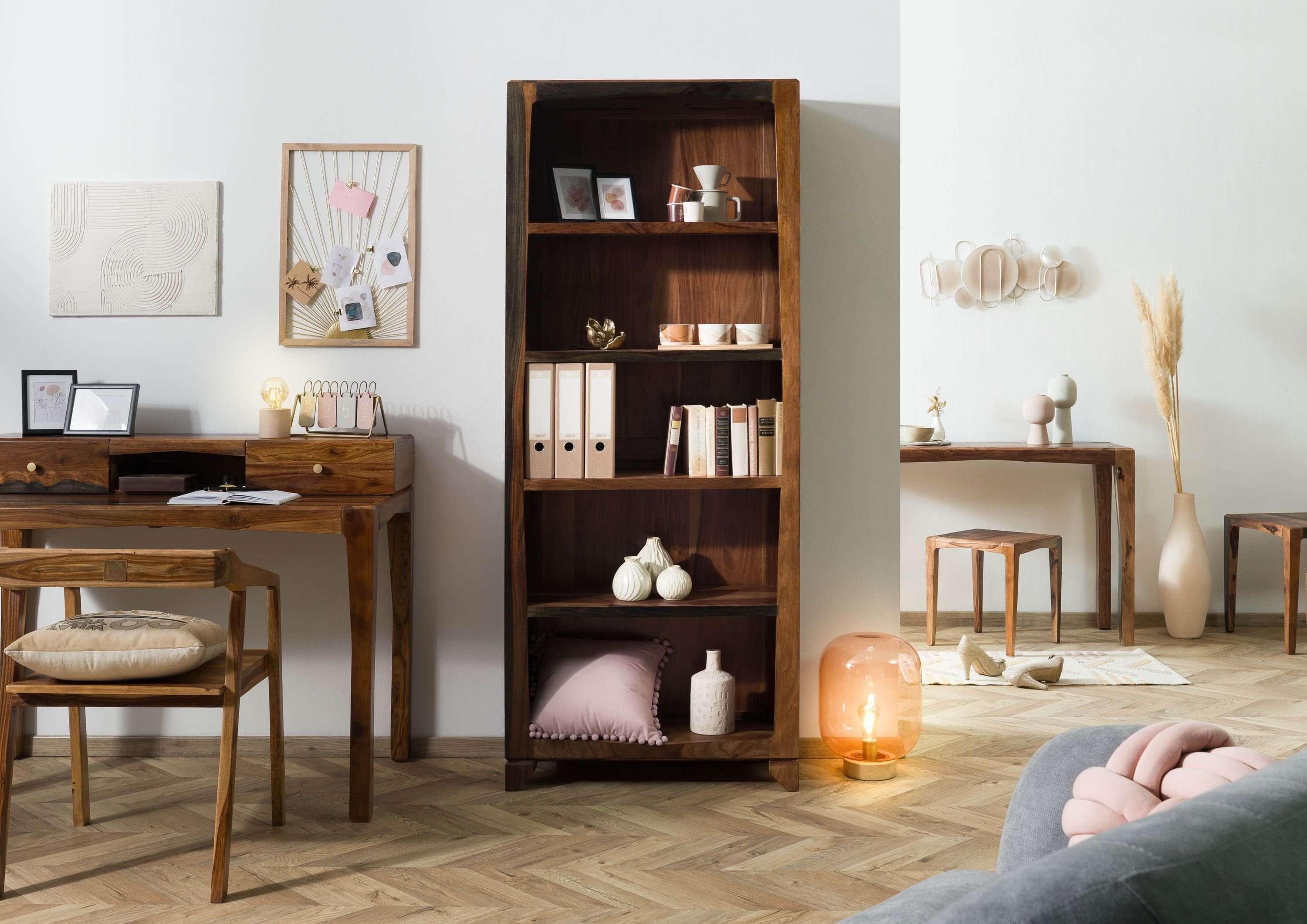 Massivmoebel24 Standregal ANCONA Regal #209 80x33x195 Sheesham ...