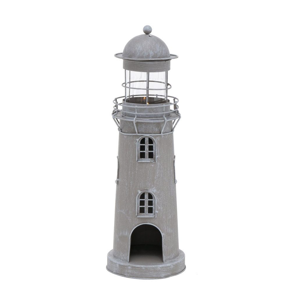 BOLTZE Kerzenlaterne Laterne LIGHTHOUSE grau antik Leuchtturm Windlicht aus Metall H54cm -