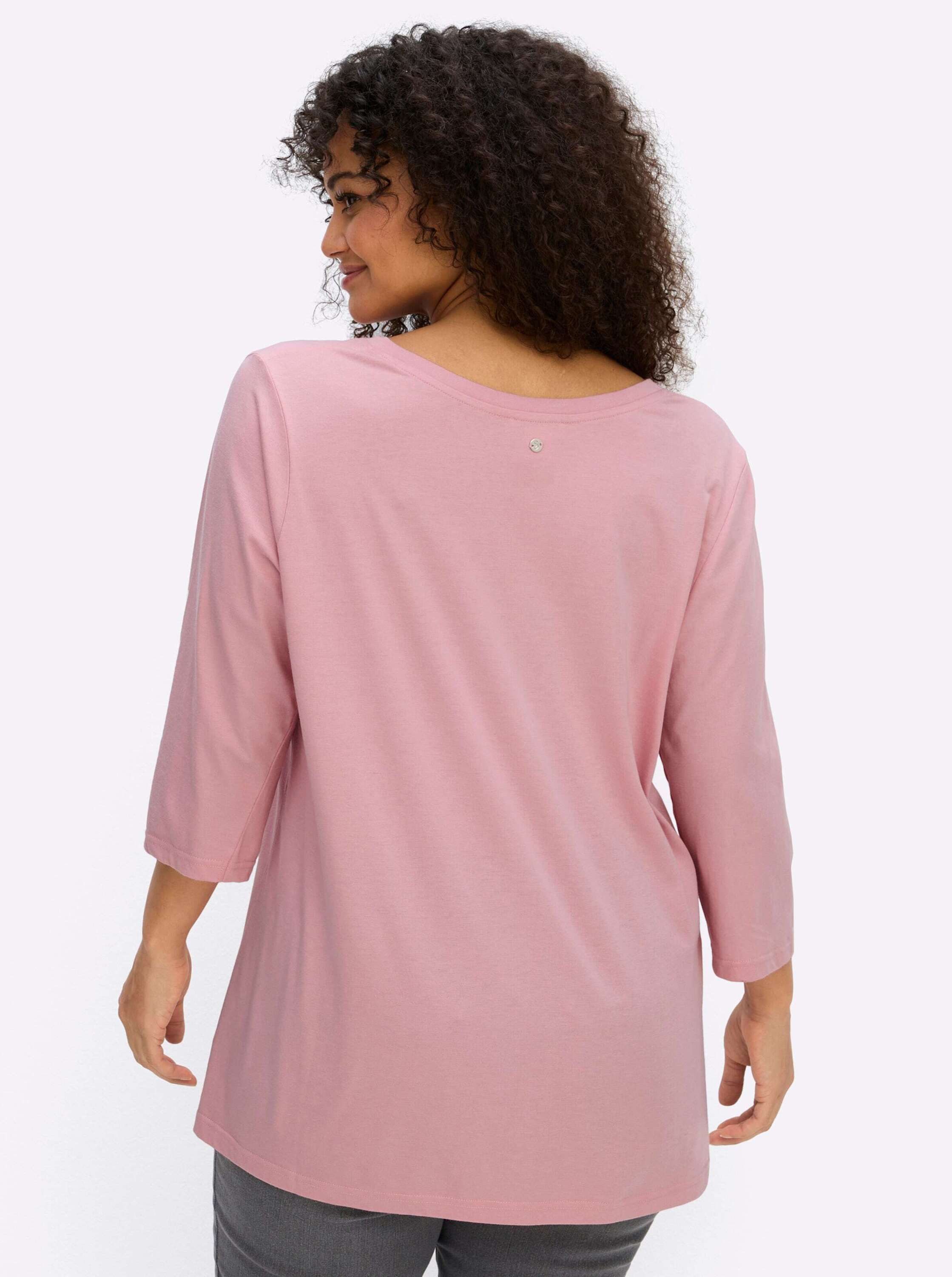 Sheego T-Shirt 3/4-Arm-Shirt 3/4-Arm aus trageangenehmem Baumwoll-Modal-Mix günstig online kaufen