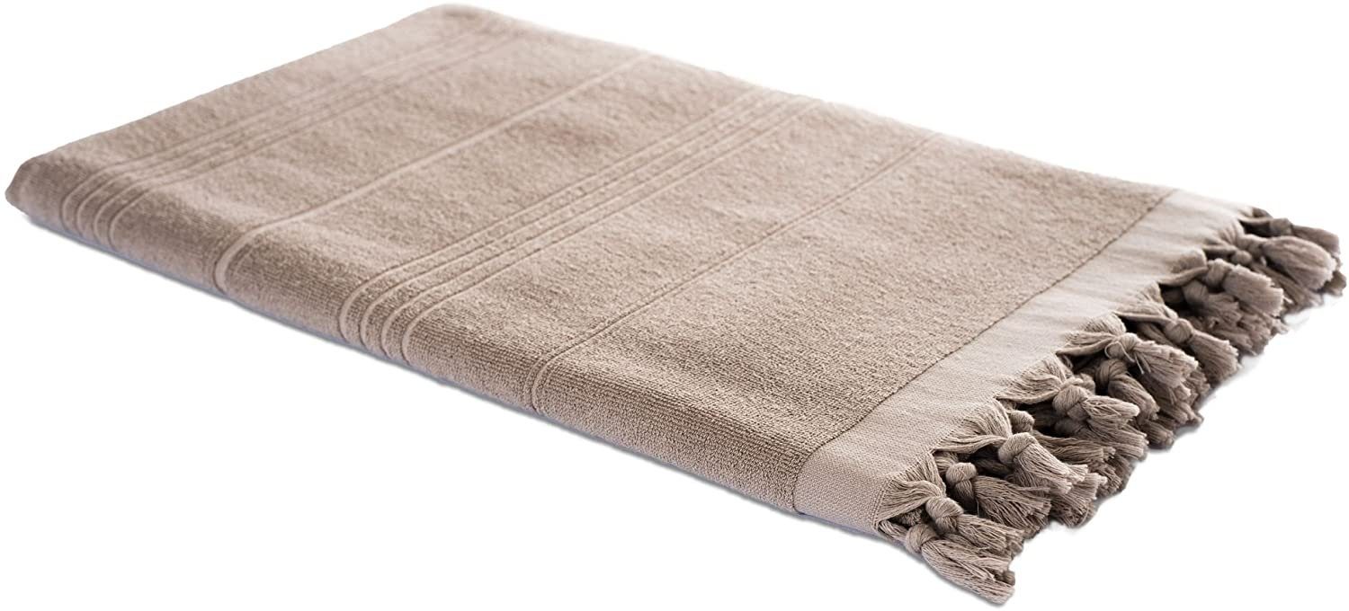 Carenesse Badetuch 2in1 Hamamtuch 90x190 cm beige Saunahandtuch Strandtuch Badetuch, 100% Baumwolle, Zweiseitiges Hamam Handtuch Pestemal Fouta Yogatuch Campingtuch