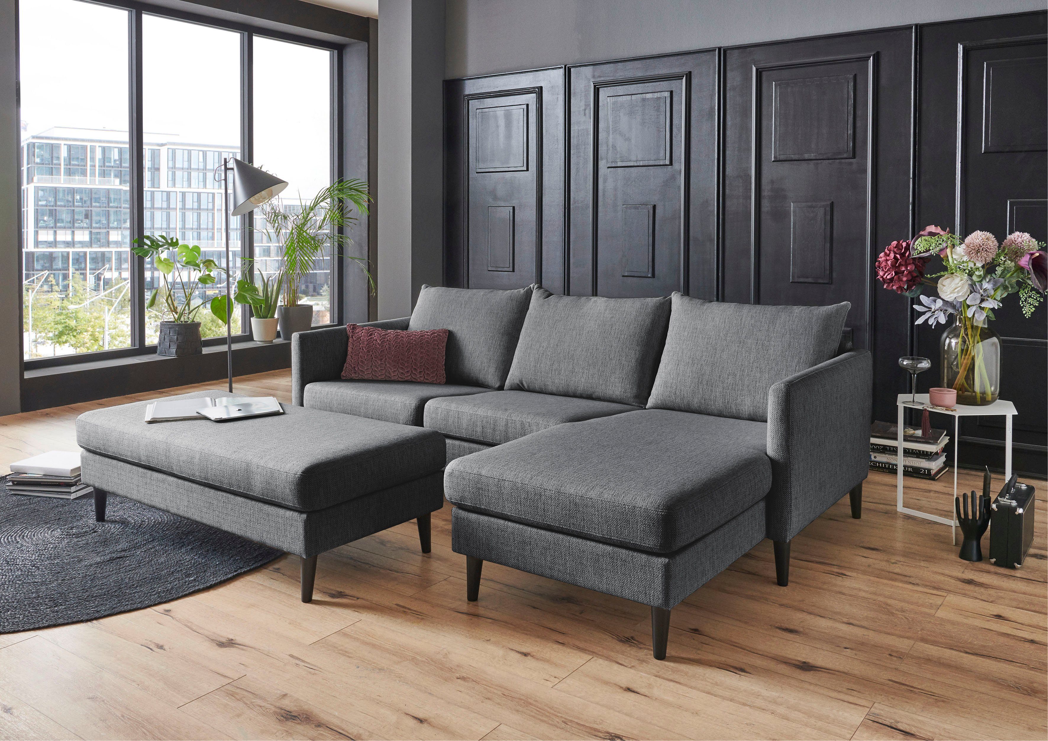 ATLANTIC home collection Ecksofa Rekvik, mit Wellenunterfederung, mane beidseitig montierbar anthrazit | Ecksofas