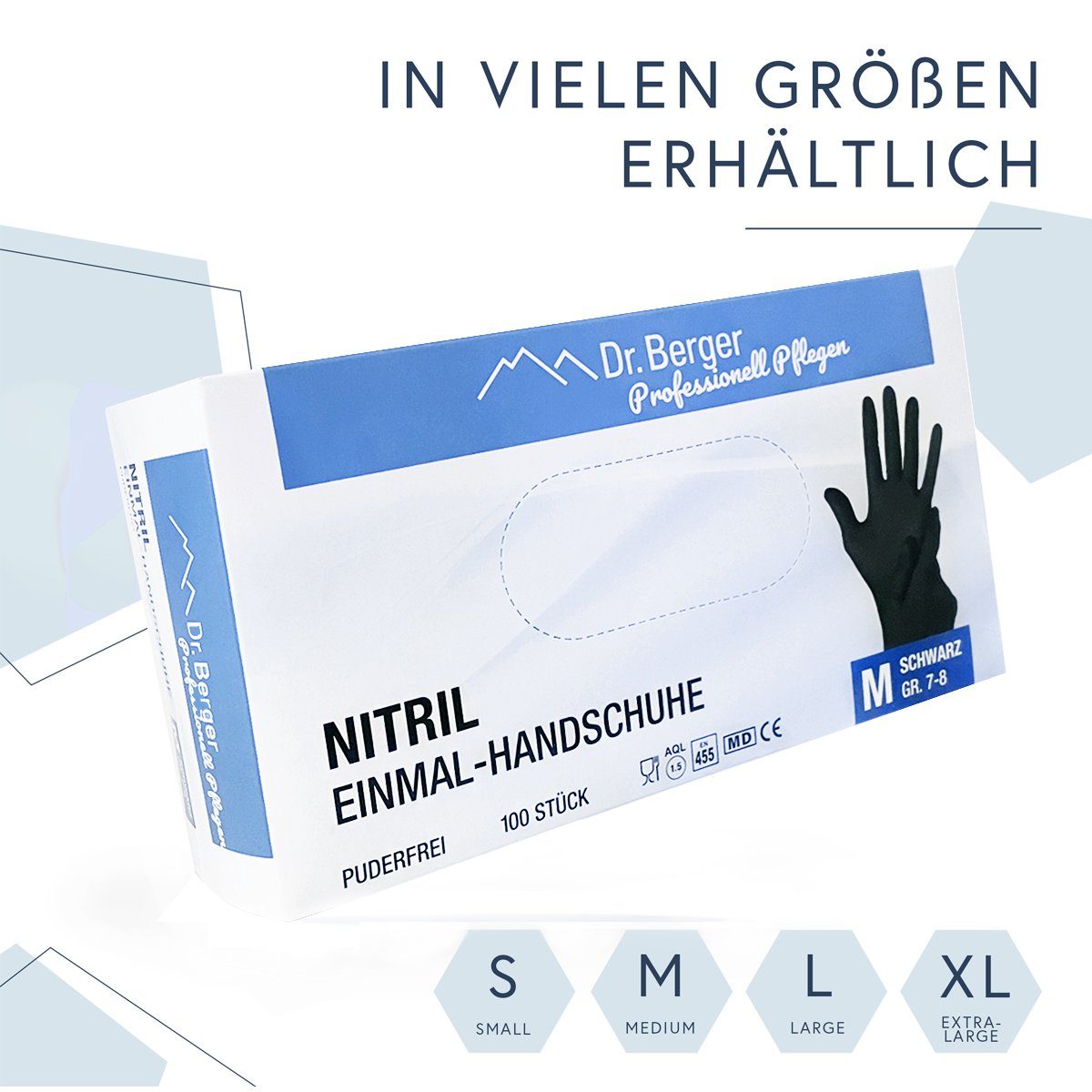 Dr. Berger Einweghandschuhe Nitril puderfrei Einmalhandschuhe Schwarz latex- und