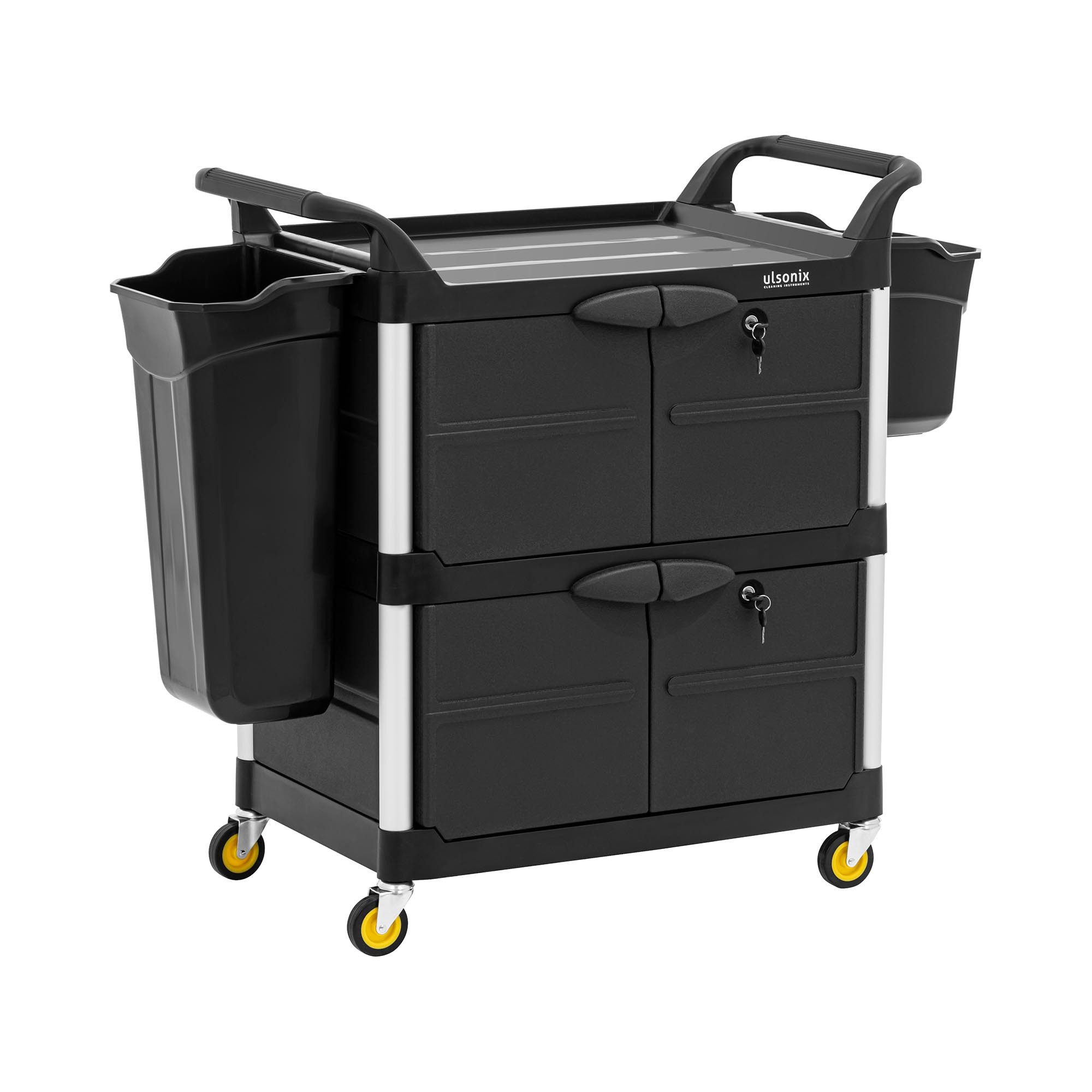 Ulsonix Putzwagen Reinigungswagen abschließbar 150 kg 3 Ablagen universell