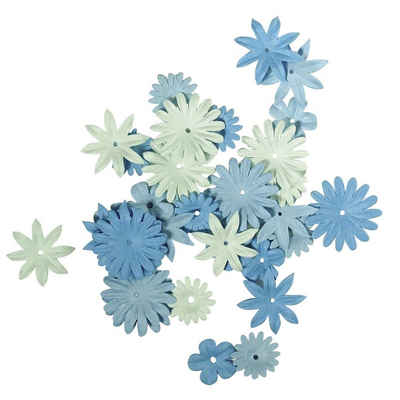 Rayher Bastelperlen Papier Blütenmischung Blautöne 36St.