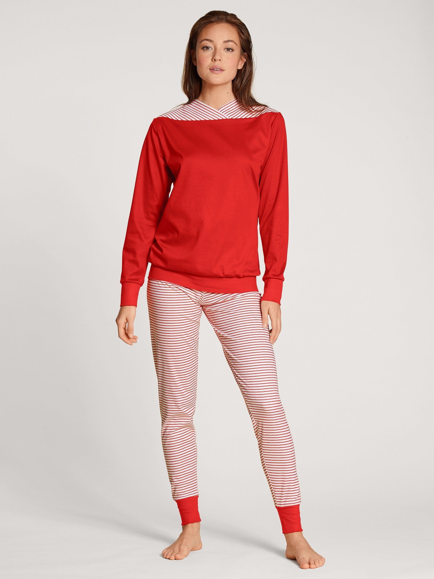 CALIDA Pyjama Calida (1 tlg., summer 1 Stück) Bündchenpyjama 1 Damen Stück, 40591 red