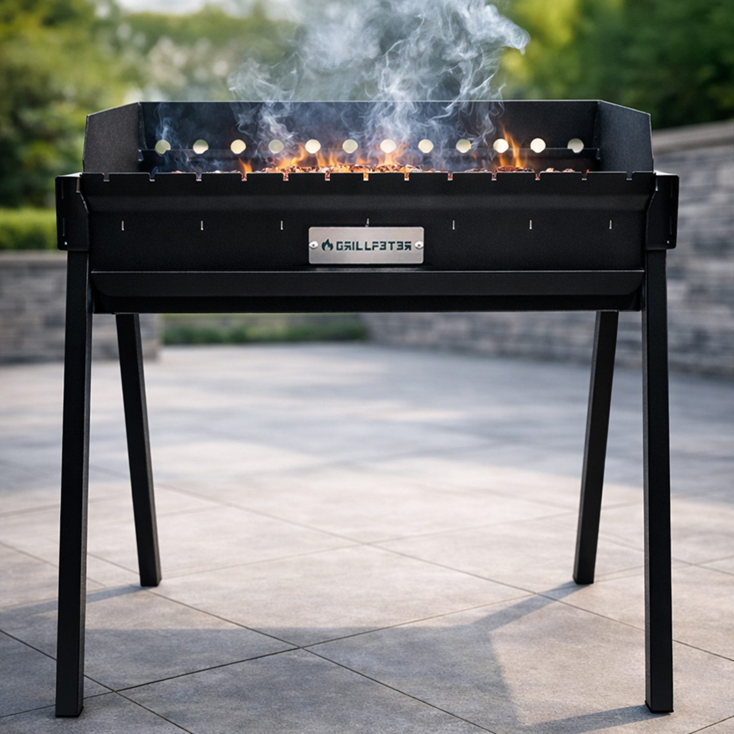 Grillpeter Holzkohlegrill Profi Mangal Altan 70 Stahl 3mm Schaschlikgrill mit Ascheschublade