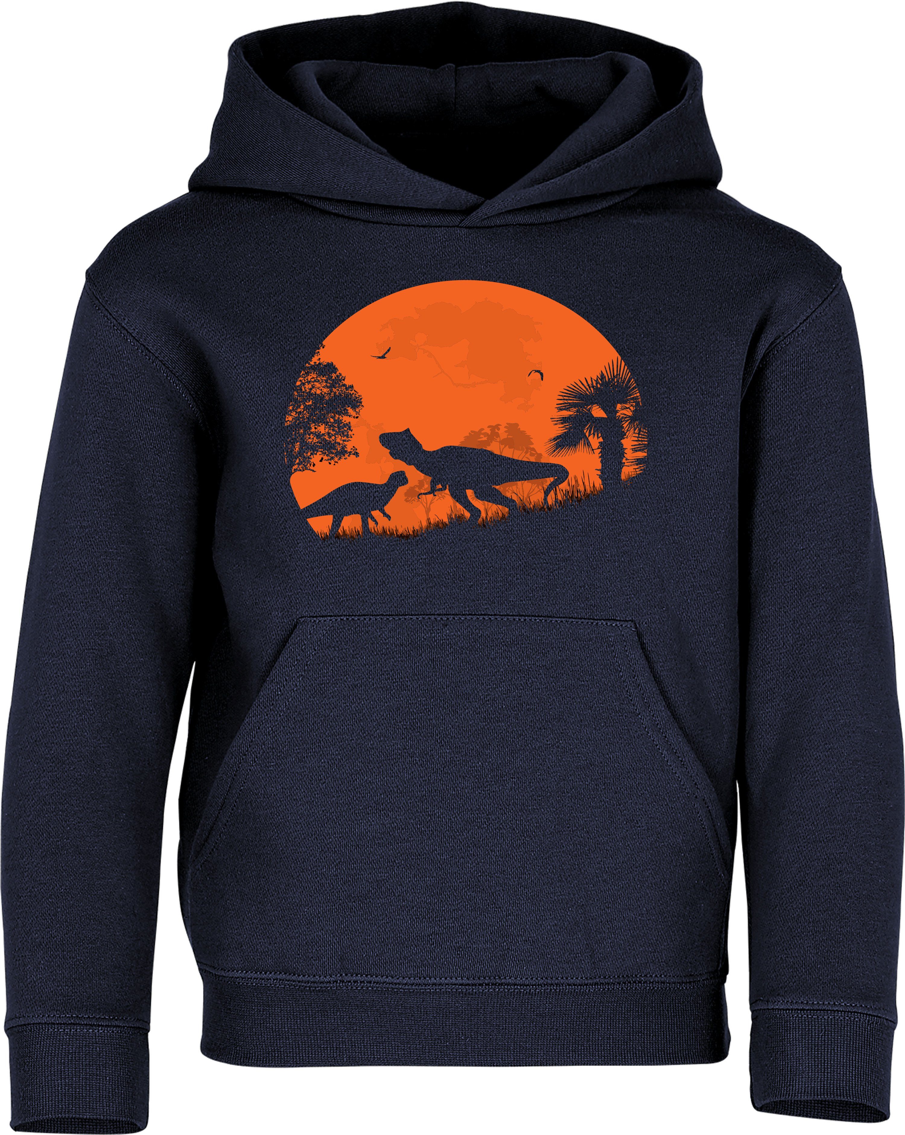 Baddery Kapuzenpullover Kinder Hoodie: "Dino Dawn" - Dinosaurier, hochwertiger Siebdruck