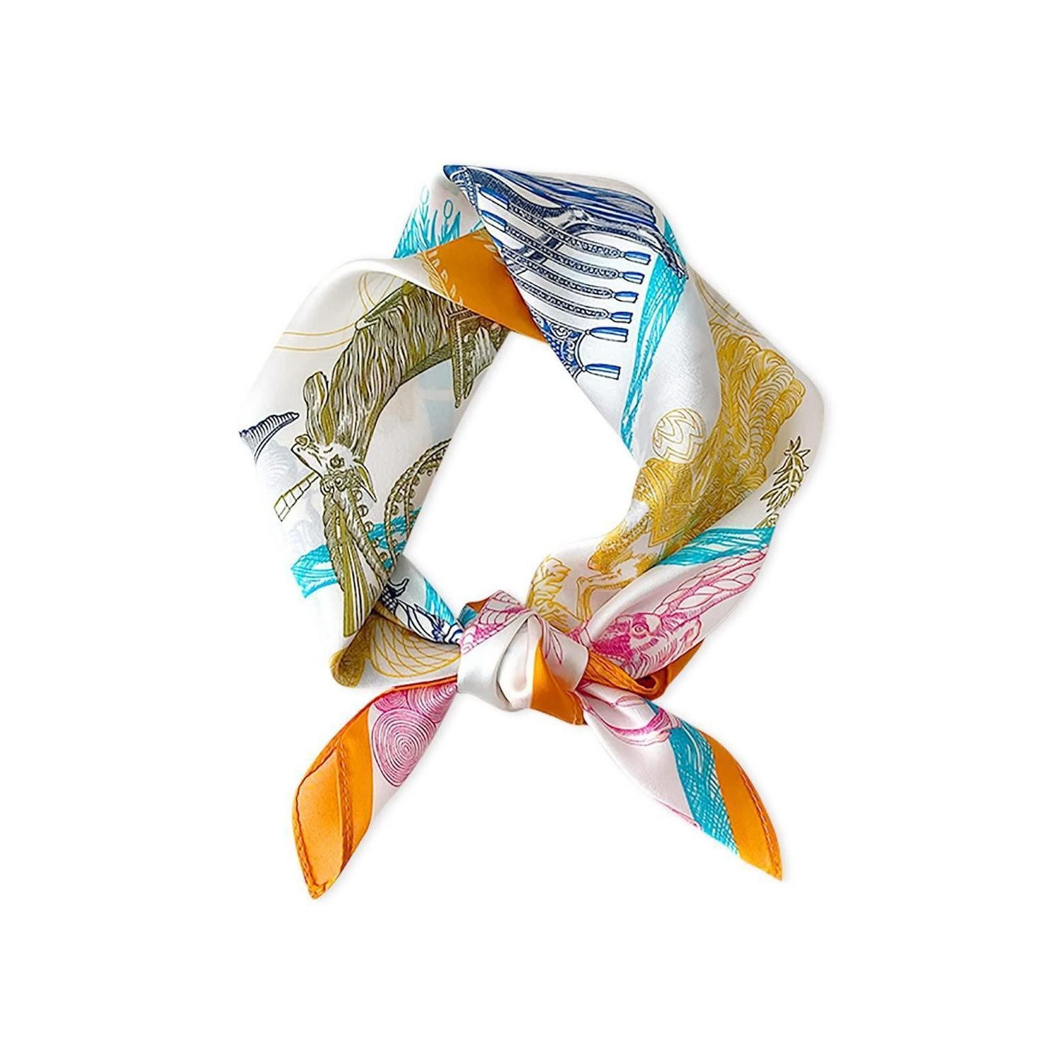 LuxusKollektion Seidenschal Seidenschal Damen Orange Tiere Kunstseide, (1-St)