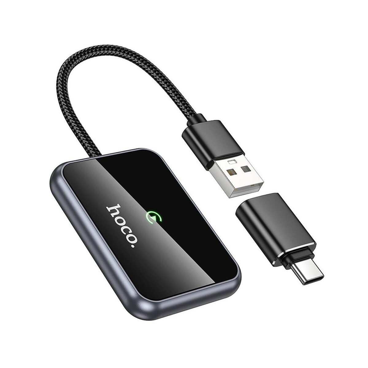 Hoco CarPlay Adapter kabellos USB-A/C Plug & Play schwarz Smartphone-Ladegerät