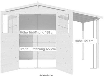 KONIFERA Gartenhaus Alto 3 PLUS Fineline Satteldach, BxT: 343x209 cm, mit Anbaudach
