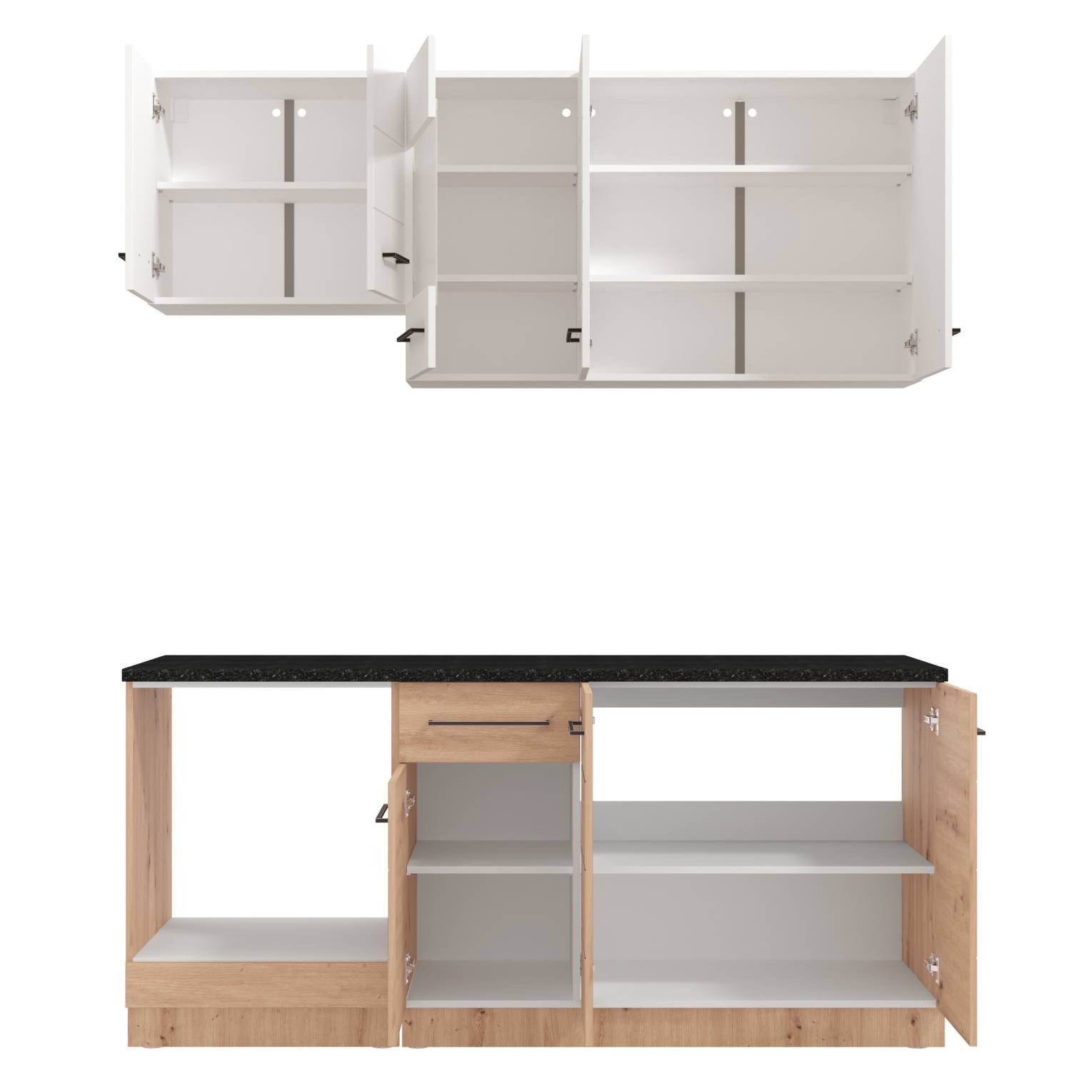 Homestyle4u Küchenzeile ohne Geräte 180cm Einbauküche matt Holz Singleküche Küchenblock, (Oberschränke, Unterschränke) – Bild 5 von 5