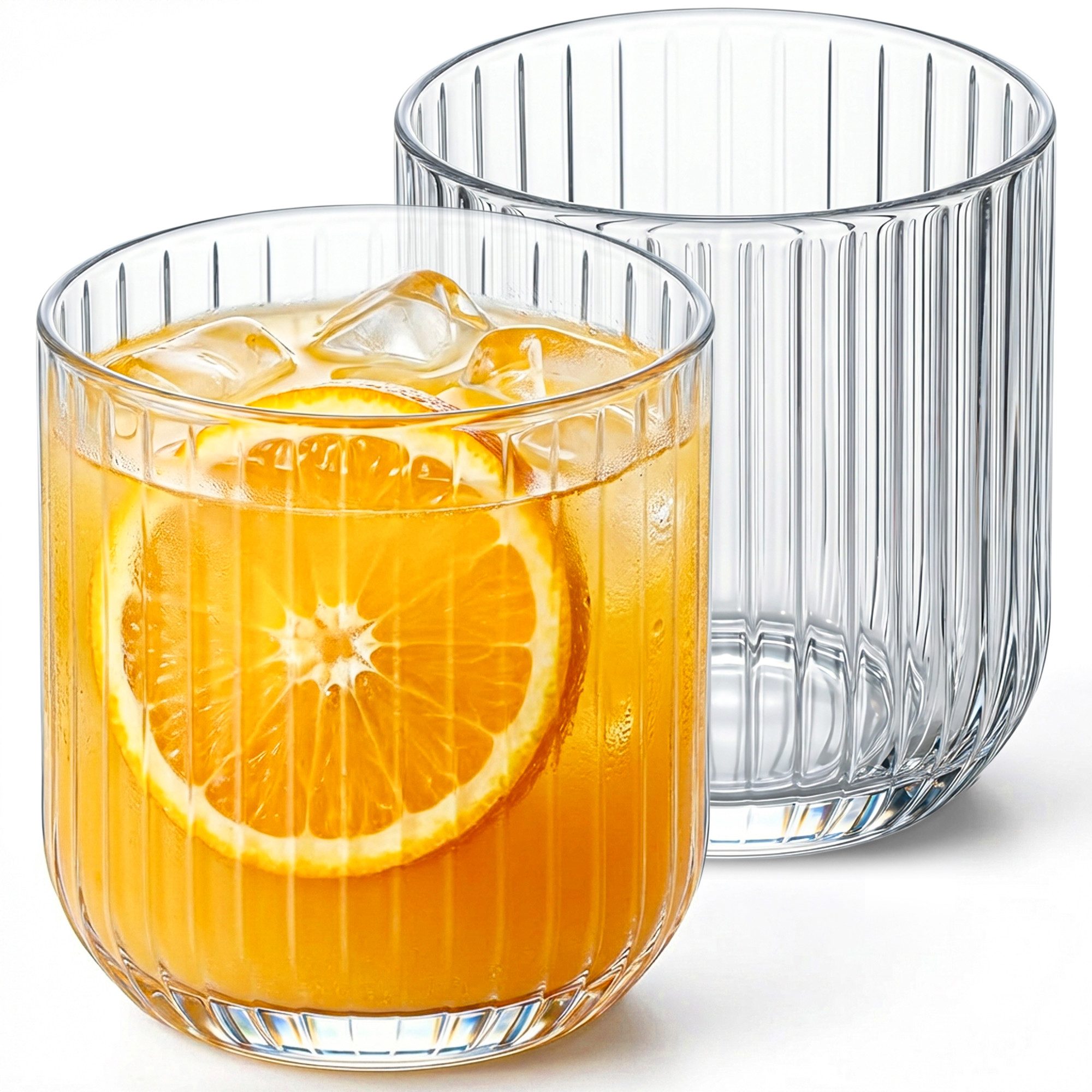 KONZEPT Gläser-Set Geriffelte 300ml, 6/12 teilig – elegante Trinkgläser für Wasser, Saft, 12-tlg., Einzigartige Form, Ideal als Geschenk, Spülmaschinengeeignet