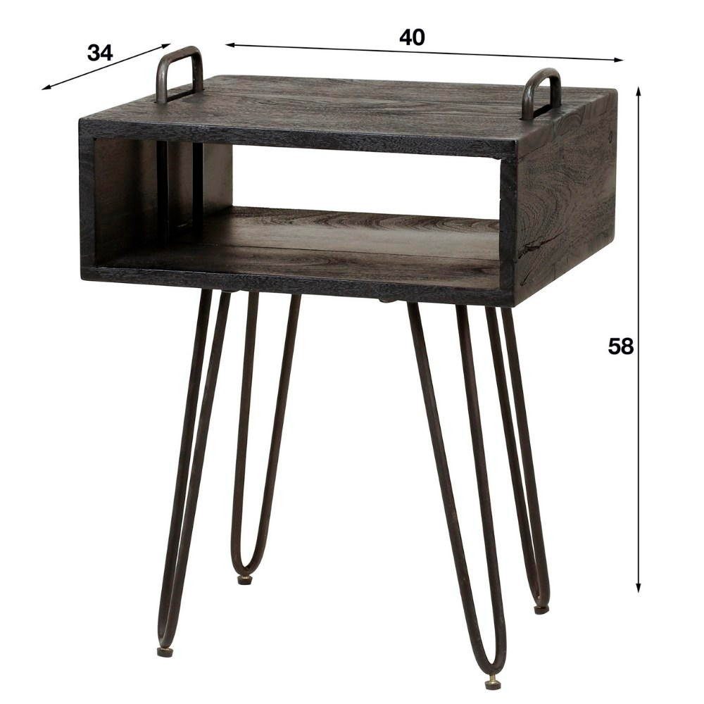 RINGO-Living Beistelltisch Massivholz und in Möbel Nachttisch Mayli Schwarz-matt, Schwarz