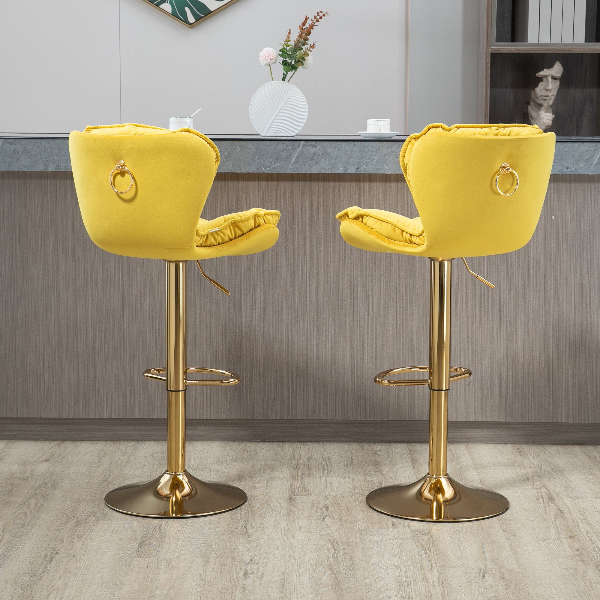 REDOM Barhocker Barstühle Küche, gelb Fußstütze 360-Grad-Höhenverstellung 360-Grad-Höhenverstellung (mit für Tresenhocker, Esszimmer)
