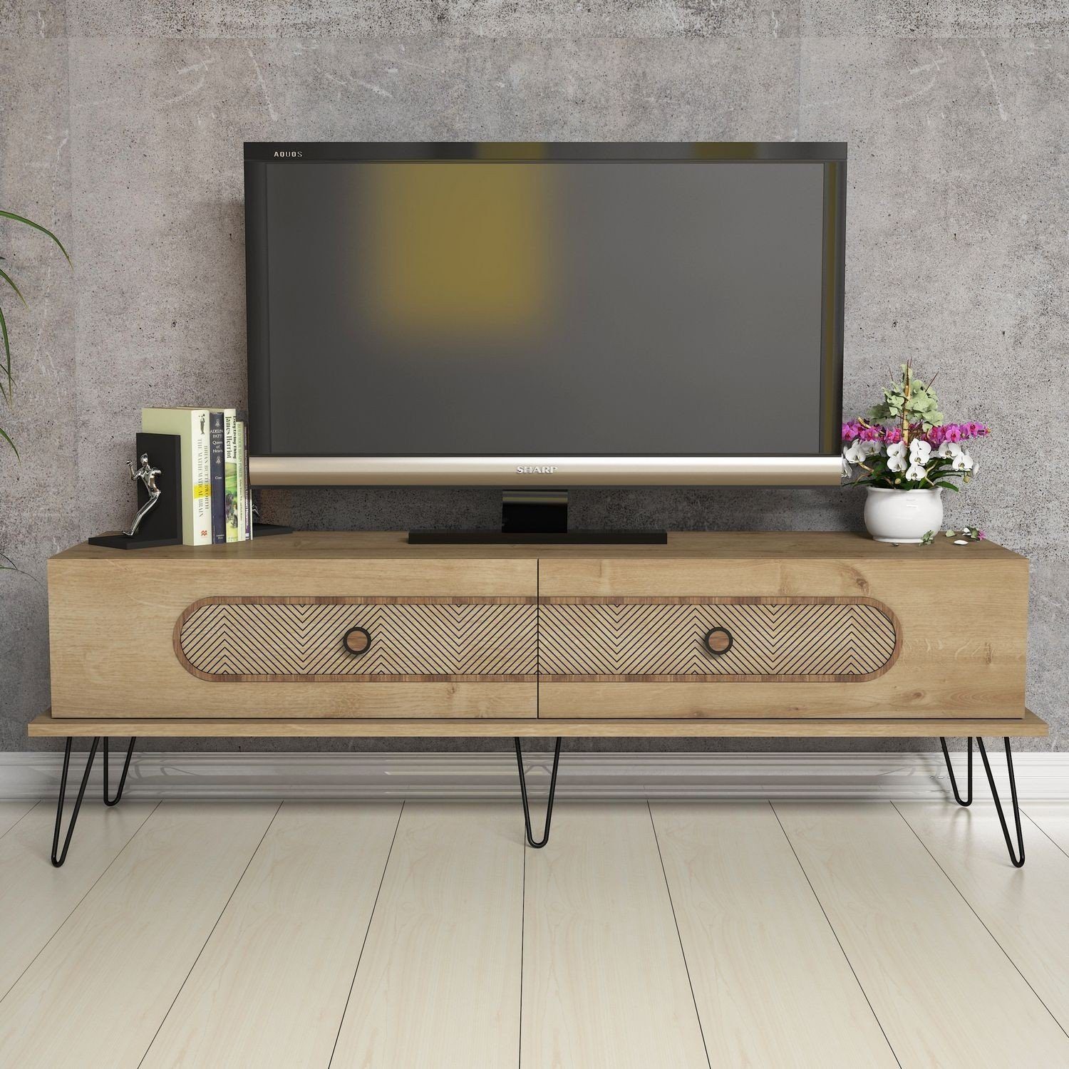 45x145x40 100% Decor Skye Melaminbeschichtete TV-Schrank Partikelplatte cm, Schränke,