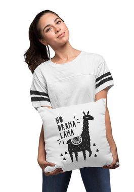 MoonWorks Dekokissen Kissen-Bezug mit Spruch No Drama Lama Motiv Print Tier Kissen-Hülle Deko-Kissen Baumwolle MoonWorks®