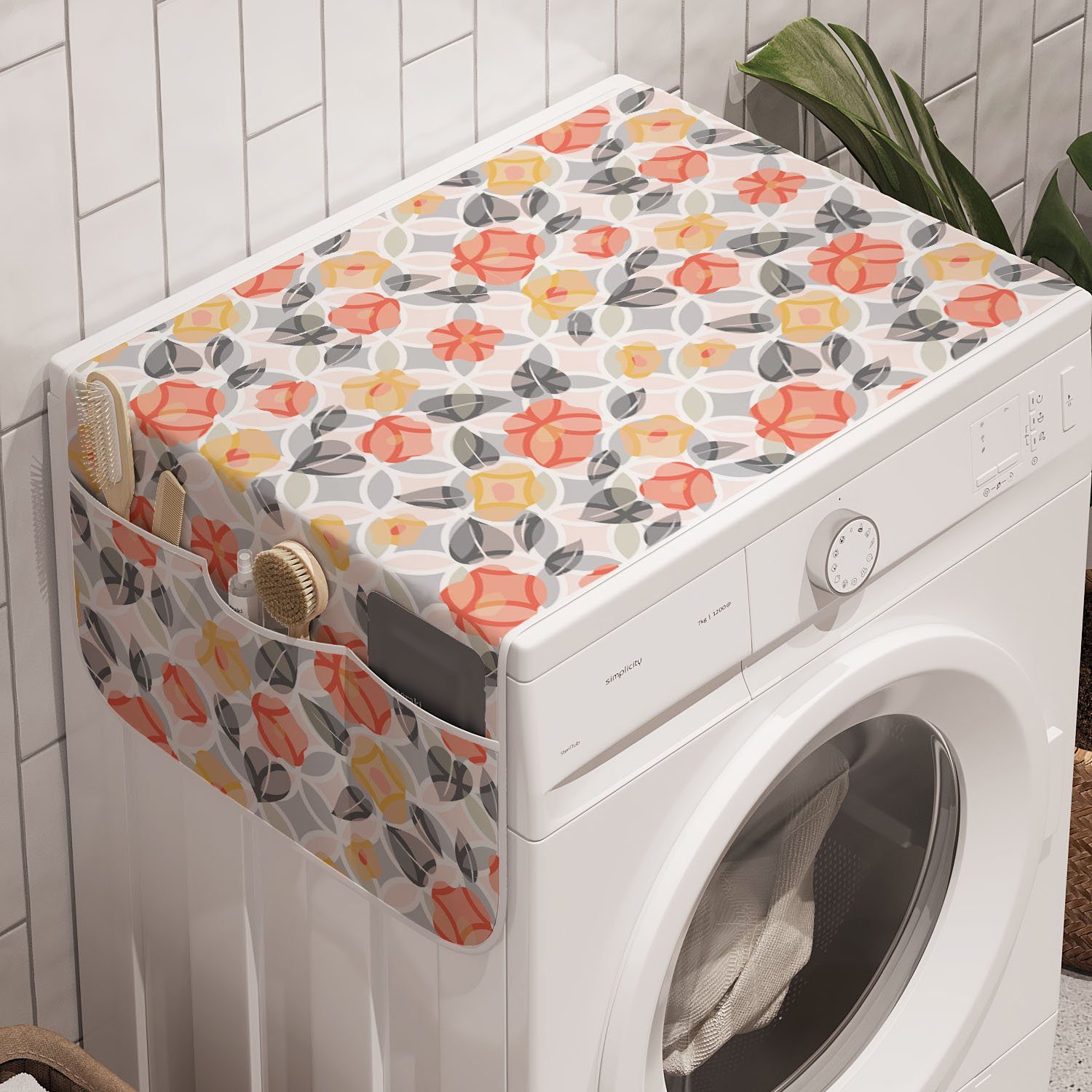 Trockner, und Abakuhaus Badorganizer Pastellfrühlings-Blumen-Kunst Anti-Rutsch-Stoffabdeckung Waschmaschine für Blumen