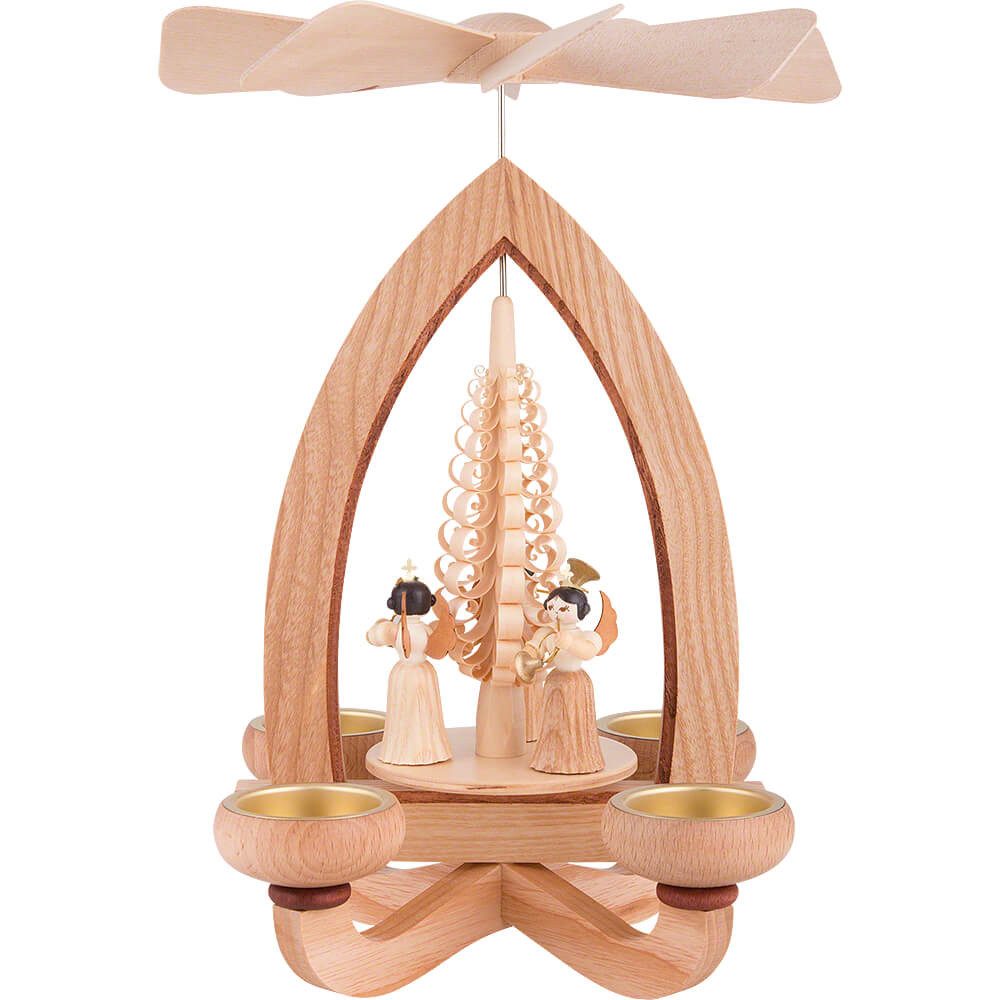 Heinz Lorenz Pyramiden Weihnachtspyramide 1-stöckige Pyramide Faltenrockengel - natur (28cm) von Heinz Lorenz Py