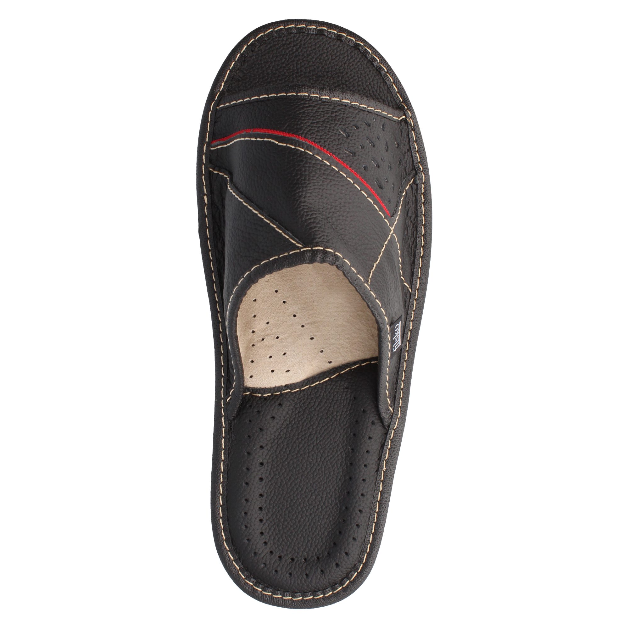 filsko Levice Herren Hausschuh Open-Toe, Slip-On, offene Hausschuhe, Pantoletten, Leder Hausschuhe