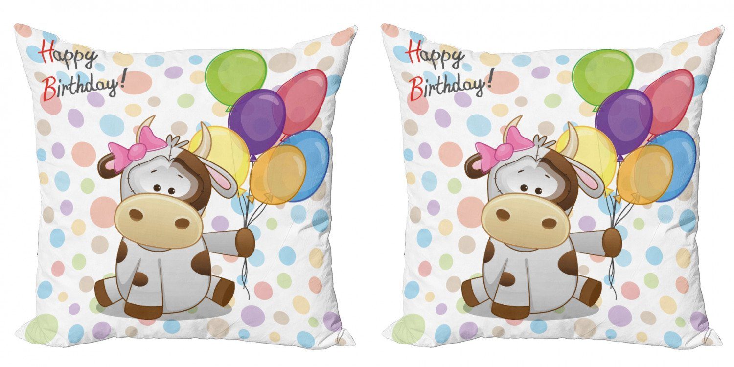 (2 Baby-Kuh Abakuhaus Stück), Kissenbezüge Accent Digitaldruck, Modern Doppelseitiger Ballone und Geburtstag