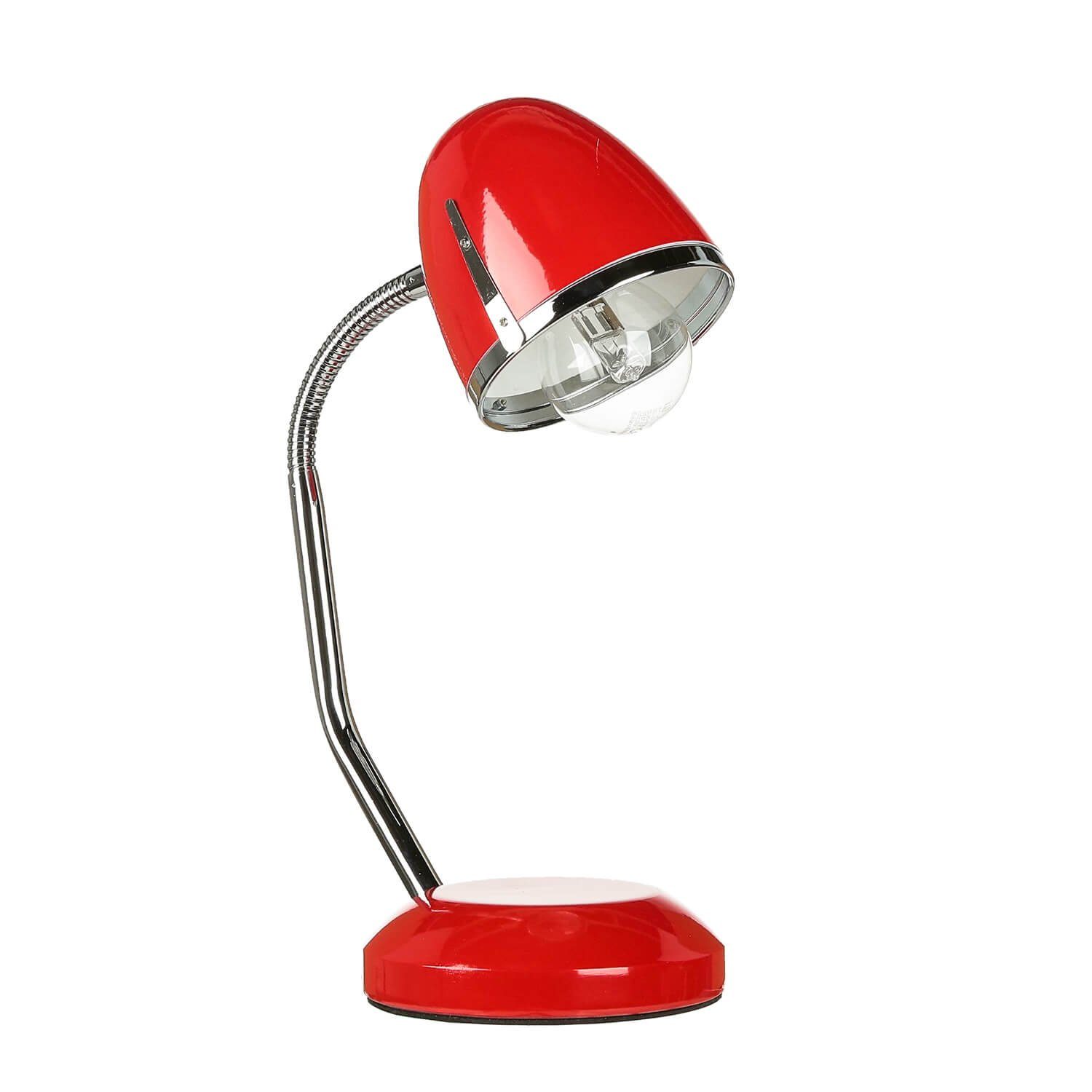 Licht-Erlebnisse Schreibtischlampe POCATELLO, ohne Leuchtmittel, Tischleuchte Retro Design Rot flexibel verstellbar E27 36 cm Metall