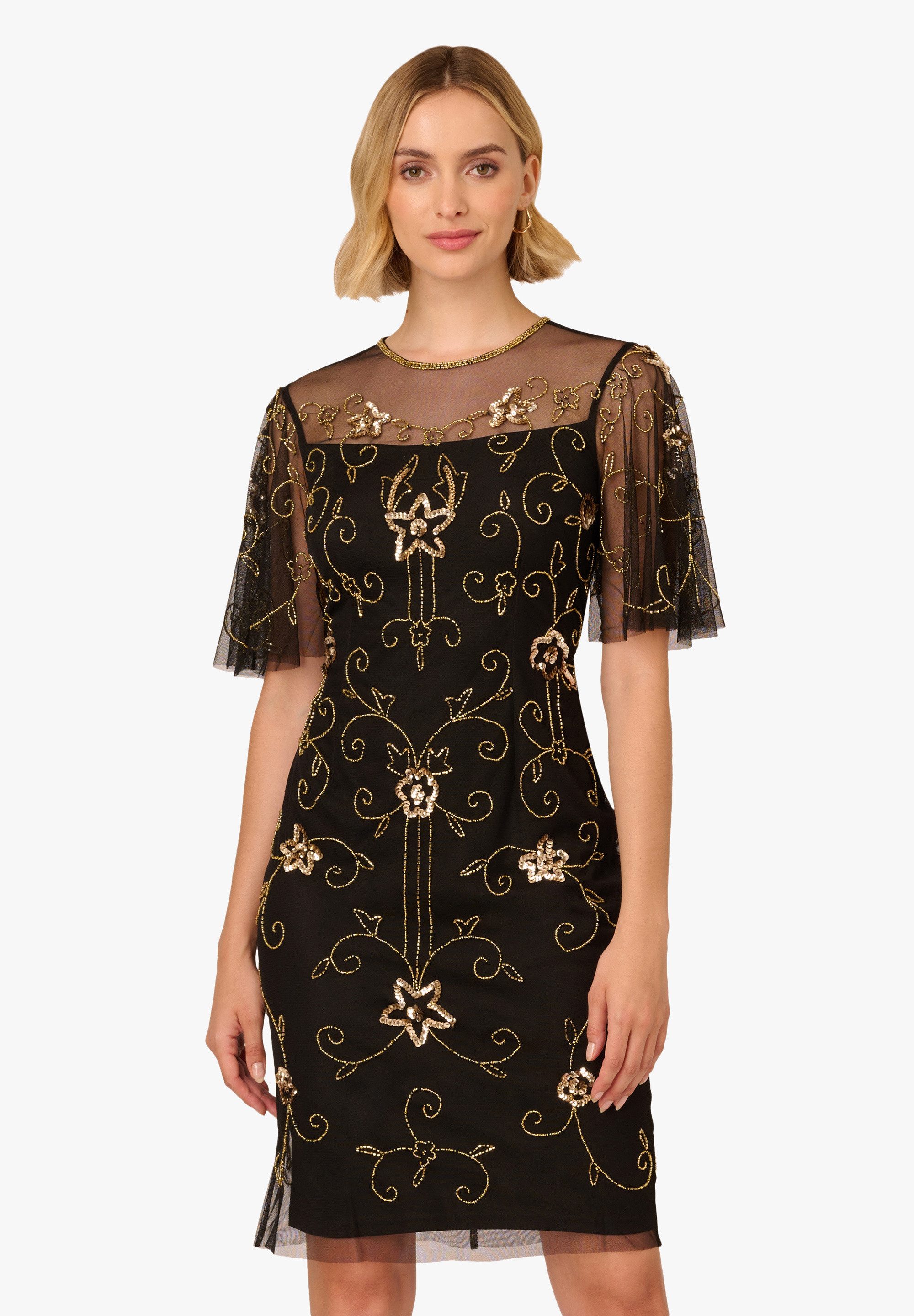 Adrianna Papell Abendkleid Beaded Illusion Neck Dress Funkelndes Cocktailkl günstig online kaufen