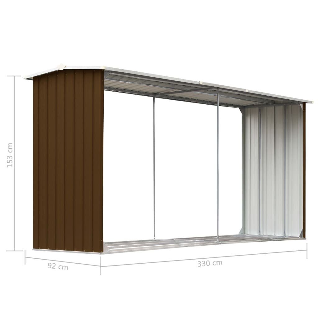 Stahl vidaXL x 330 cm Kaminholzregal Brennholzlager 153 x Braun, 92 BxTxH:330x92x92 Verzinkter cm