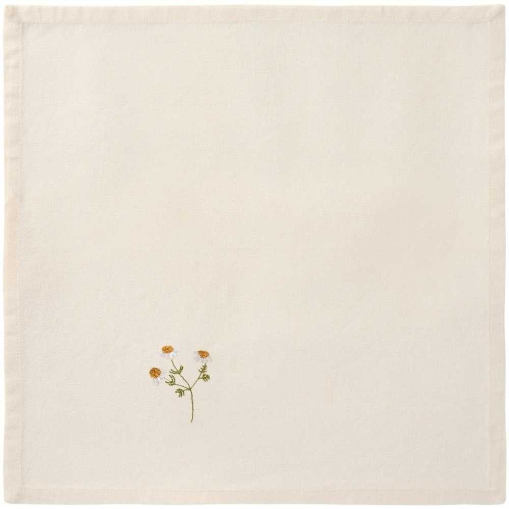 Ib Laursen Stoffserviette IB Laursen Stoffserviette SUMMER VIBES Creme Weiß mit MARGERITE