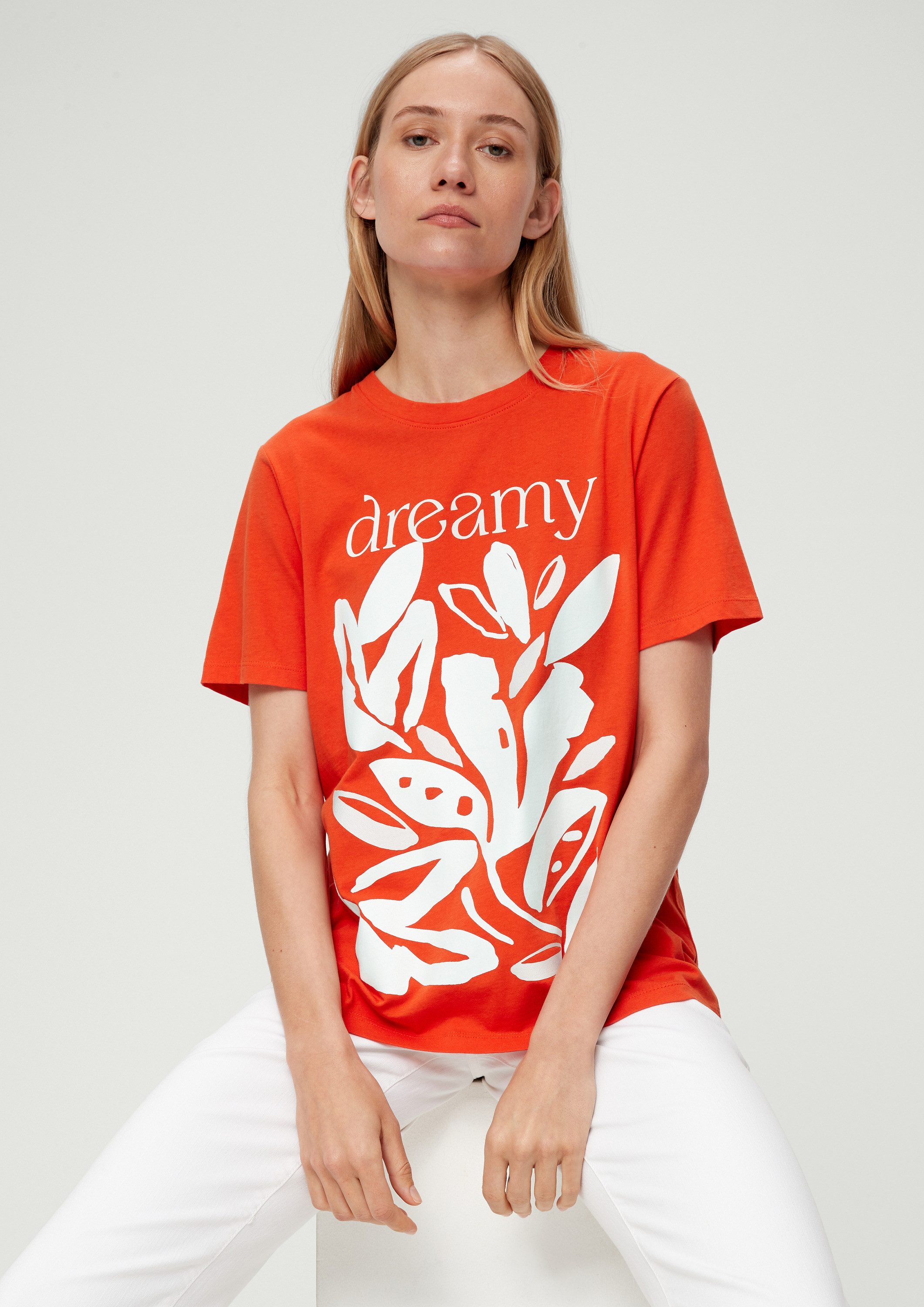 s.Oliver Kurzarmshirt T-Shirt Baumwollshirt mit Frontprint