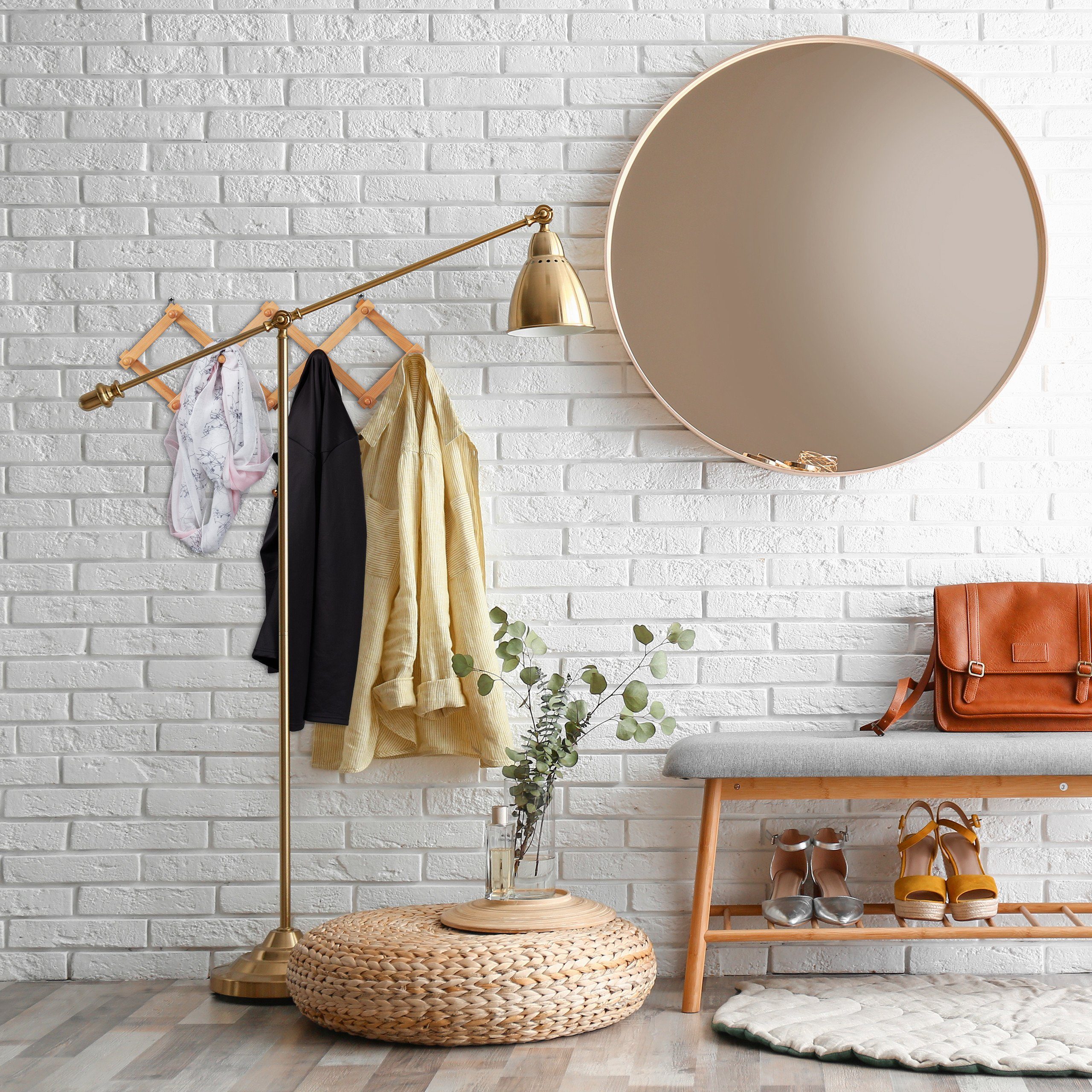 relaxdays Wandgarderobe Holz faltbar, Natur günstig online kaufen