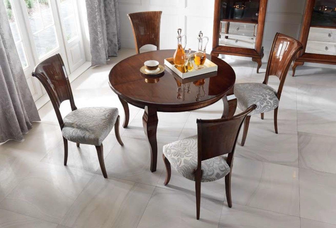 Runder Brauner Tisch Esszimmer Set Hochglanz Essgruppe Esszimmer-Set, JVmoebel Esstisch