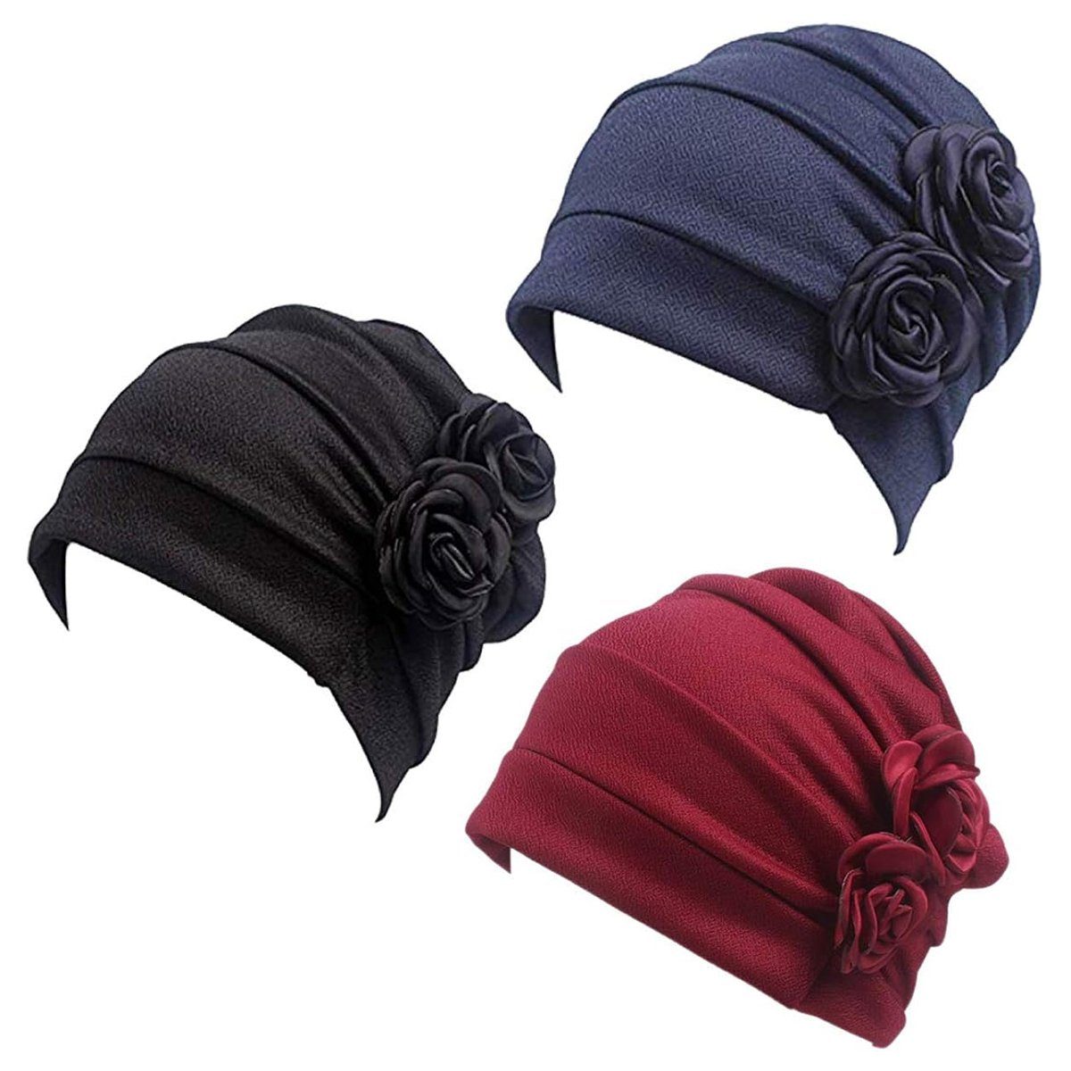 Rnemitery Beanie 3 Stück Baumwolle Chemo-Turbane Schlafmütze Beanie Mütze für Frauen (3-St)