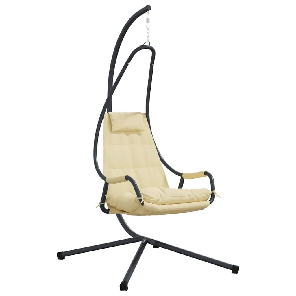 vidaXL Hollywoodschaukel Hängendes Ei-Stuhl Beige 94 x 107 x 196,5 cm Stahl, 1 tlg.
