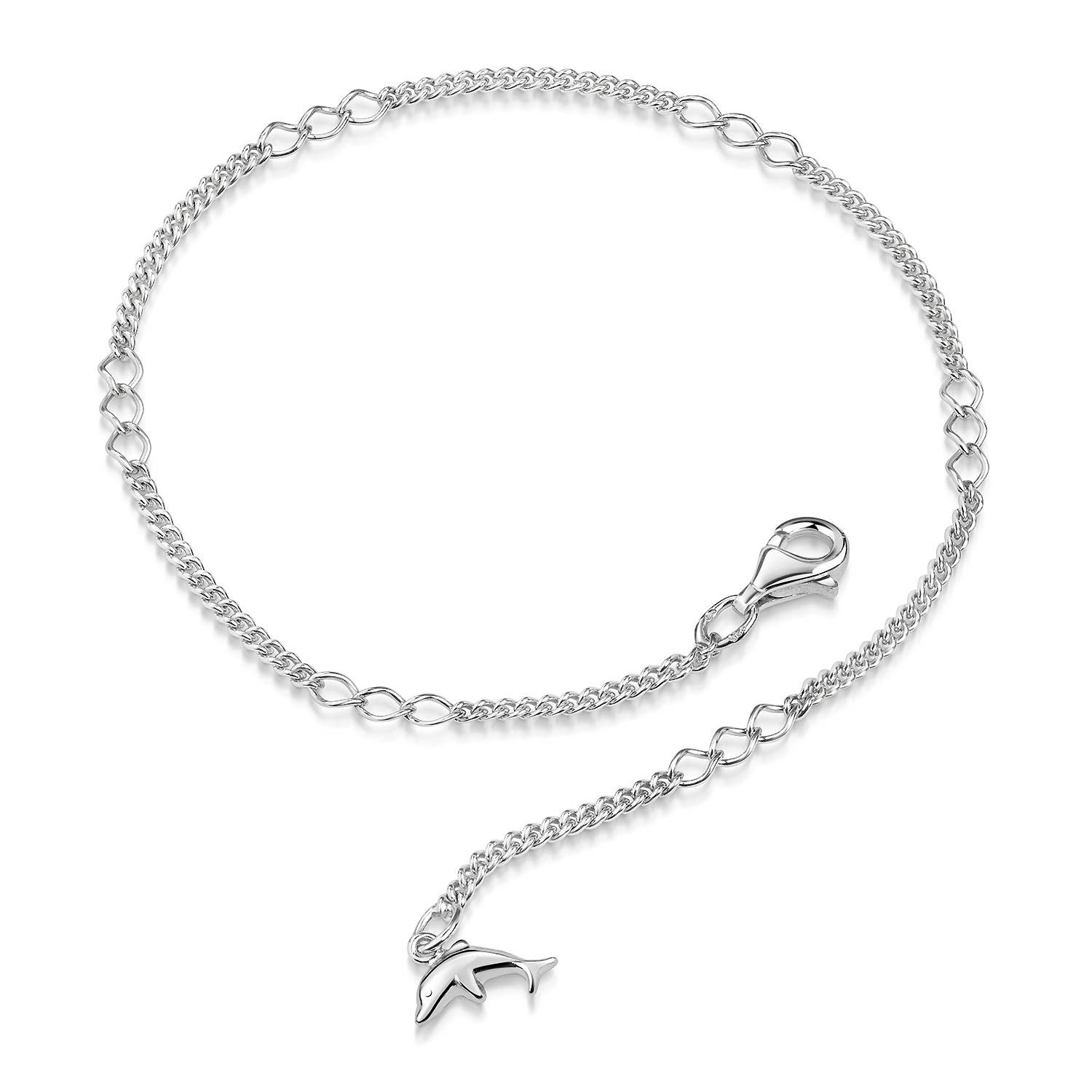 Silberarmband Figaro-Panzer Delfin Armband Fußkette verstellbar 925 Silber SA-35
