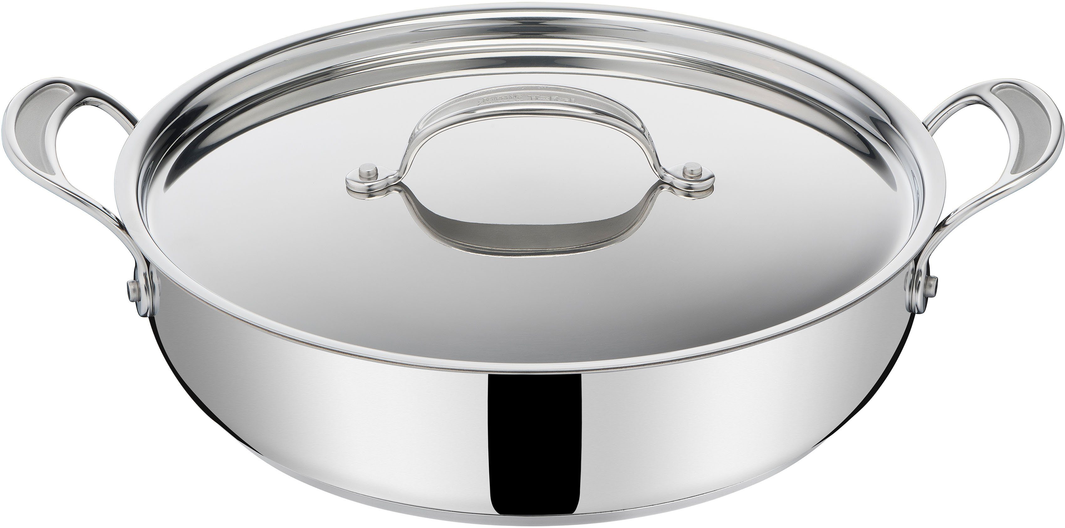 Tefal Servierpfanne Jamie Oliver Cook's Classic, Schmorpfanne Induktion beschichtet, Edelstahl (1-tlg), Thermo-Signal bei idealer Brattemperatur, für alle Herdarten geeignet