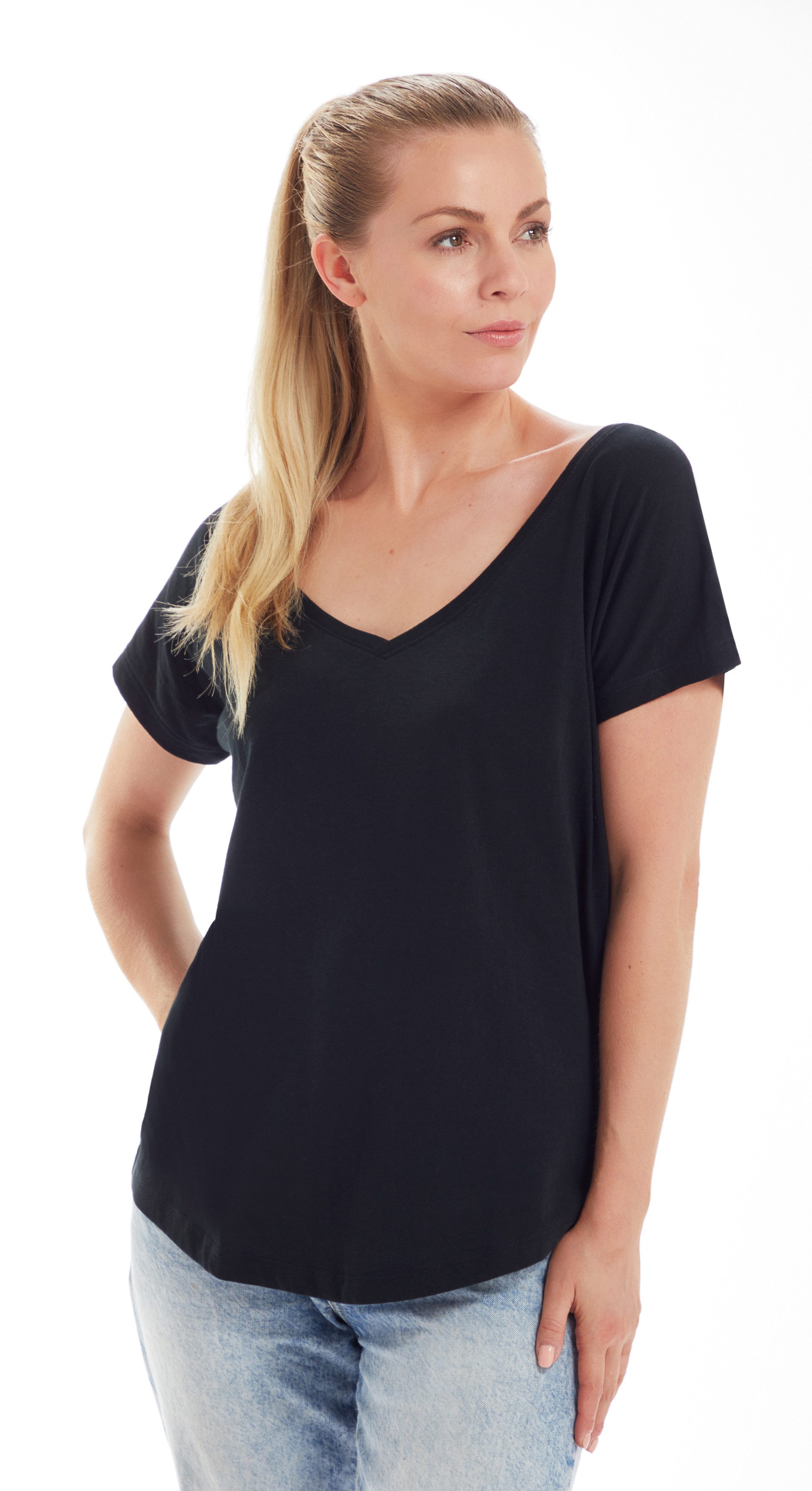 Mantis T-Shirt Damen Loose Fit V-Neck günstig online kaufen