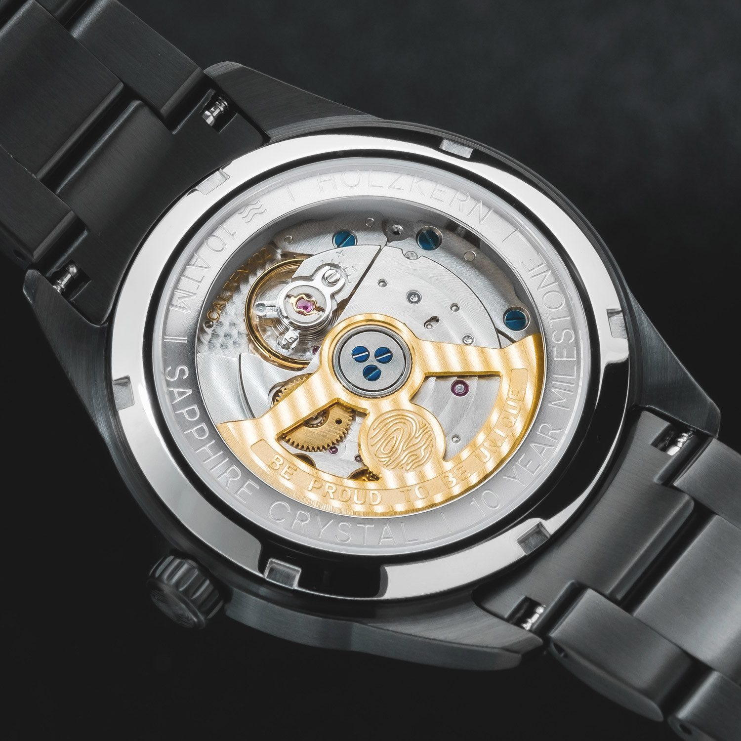 Holzkern Automatikuhr 9010631024635, Herrenuhr Automatik Era X Lorbeerblatt/Geflammte Walnuss
