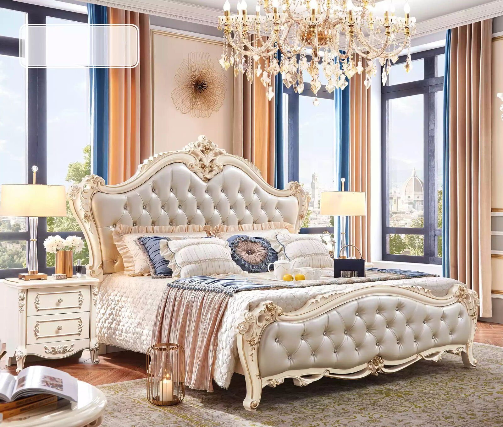 Möbel Nachttische), 2х + Bett 1x Europa und, Luxus aus Von Made Set in Schlafzimmer-Set Bett JVmoebel Besteht Klassisches 3tlg (3-St.,