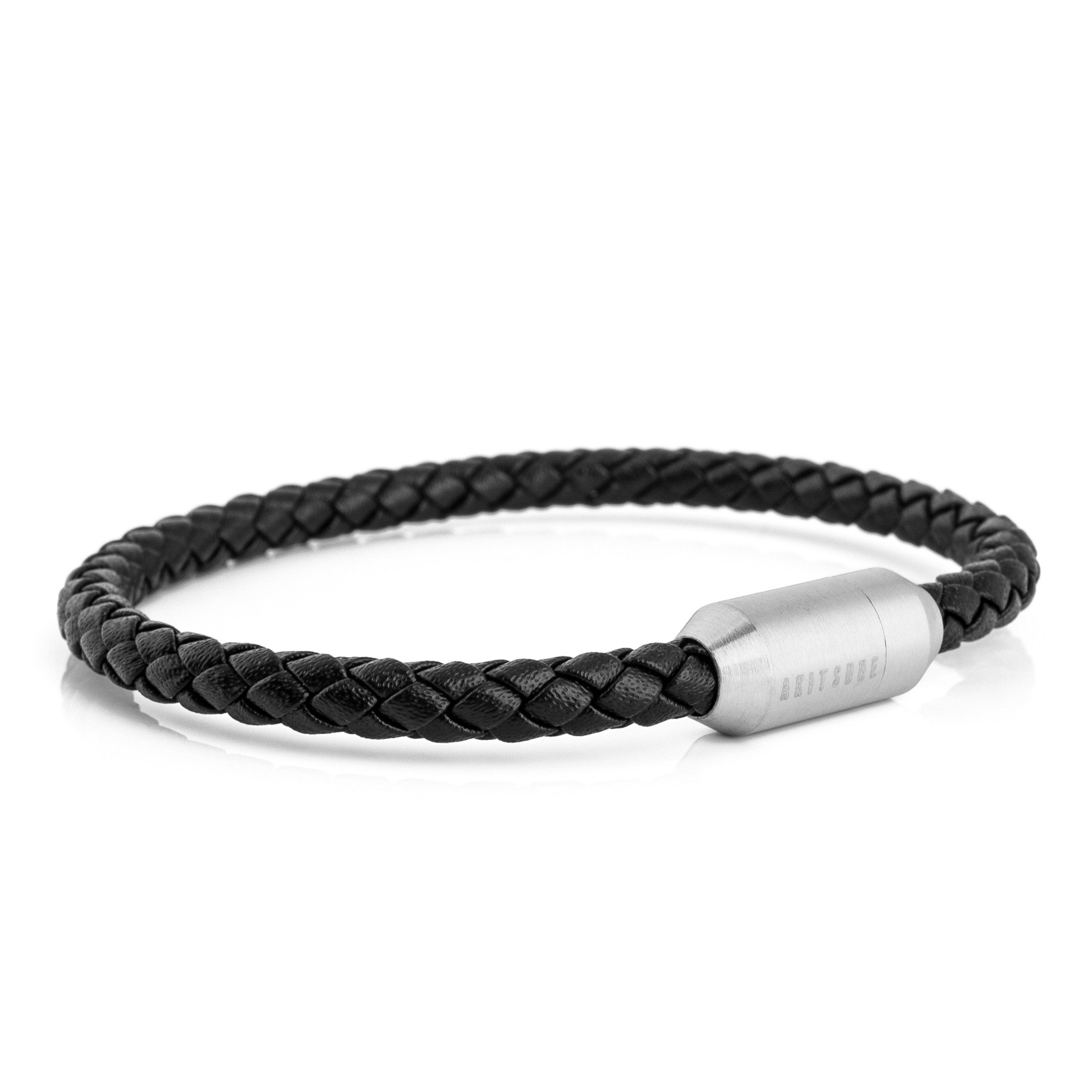 Lederarmband Silvus Lederarmband Silber - Schwarz 22,50cm