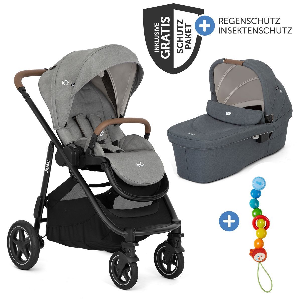 Joie Kombi-Kinderwagen Versatrax - Pebble / Moonlight, 2in1 Коляски Buggy Set mit Babywanne, Sportsitz, Zubehör bis 22 kg