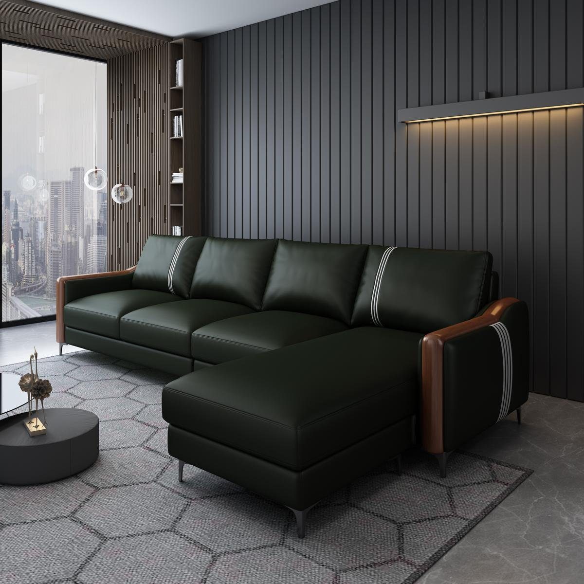 JVmoebel Ecksofa Sitz Ledersofa Couch Wohnlandschaft Garnitur Sofas L-Form günstig online kaufen