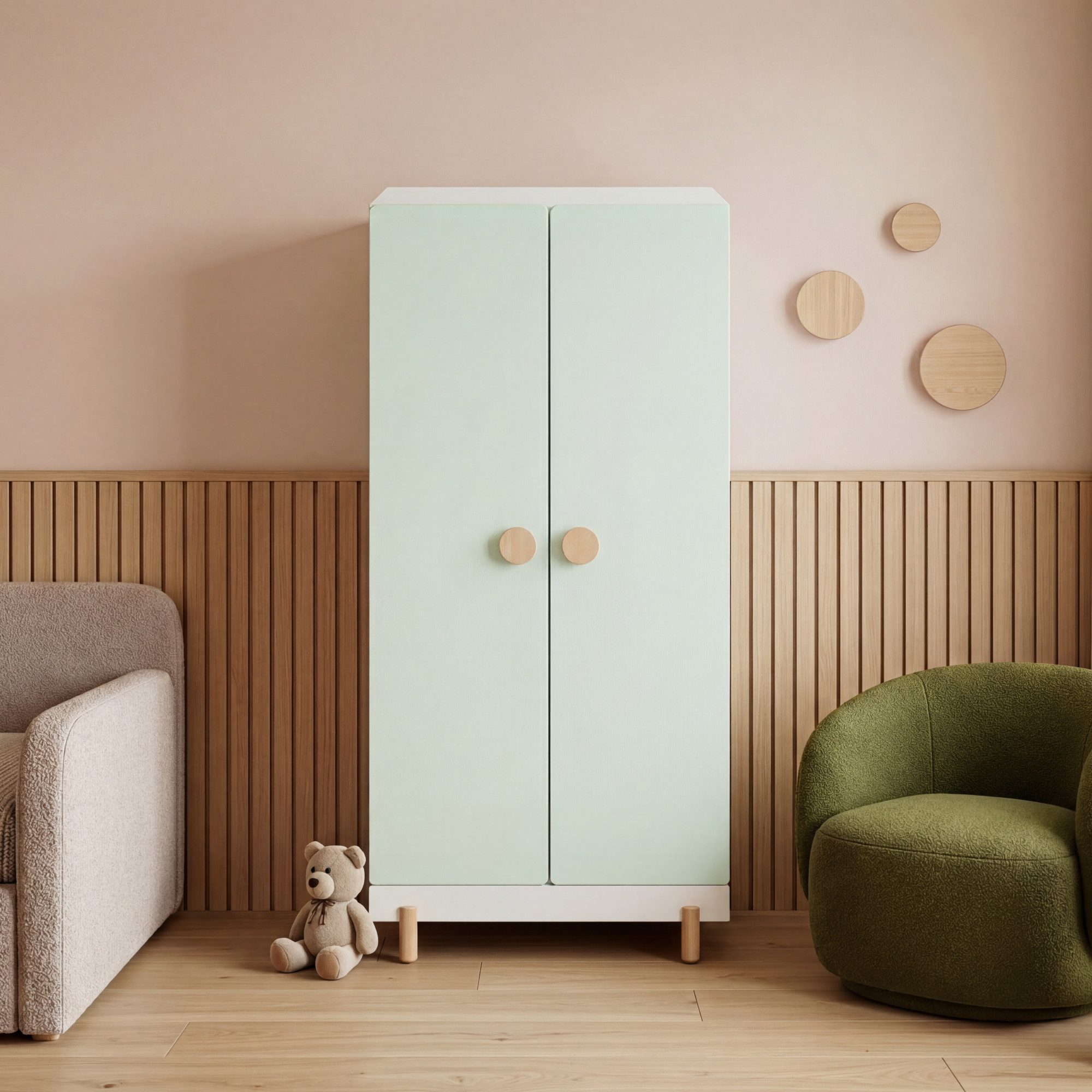 en.casa Kinderkleiderschrank »Vaarentaa« 126x60x41 cm Weiß/Mintgrün – Bild 5 von 5