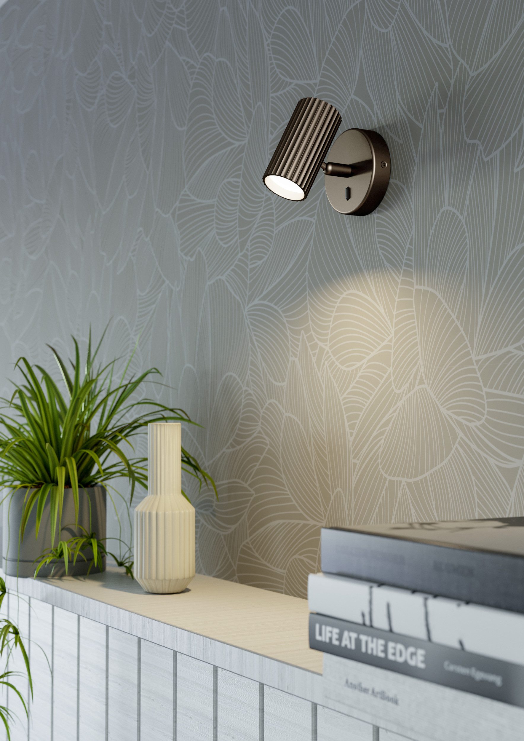 EGLO Wandleuchte PORTILLO Wandlampe - Alu, Stahl - GU10 - 1X5W - IP20, Ein-/Ausschalter, ohne Leuchtmittel, Wandstrahler, Wandspot, Wohnzimmer, Flur, L10,5 x H11 x AL12,5 cm