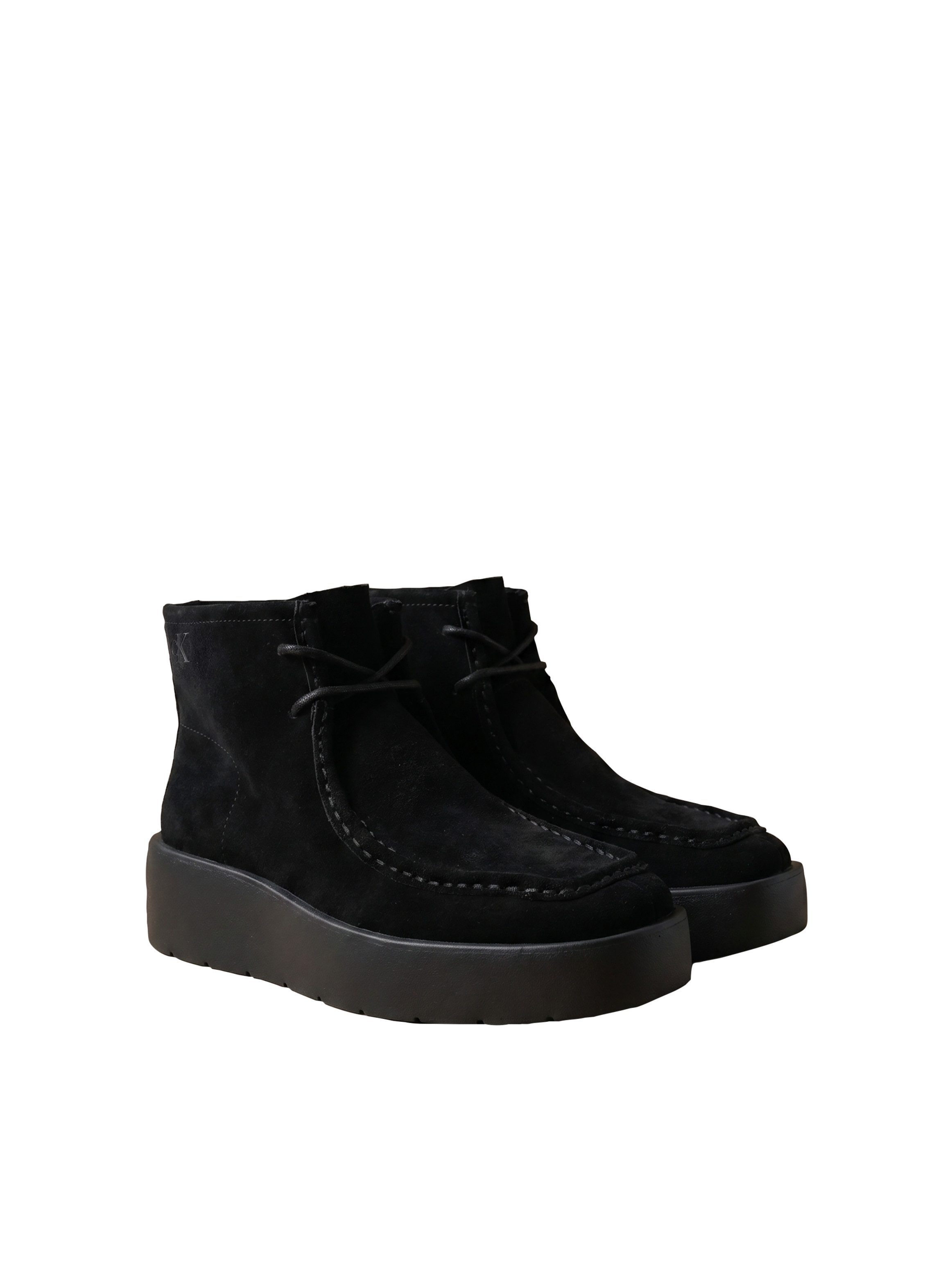 Calvin Klein FLATF LACE UP APR CUT BOOT Schnürboots Schnürstiefelette, Plateauboots mit Mokassin-Naht