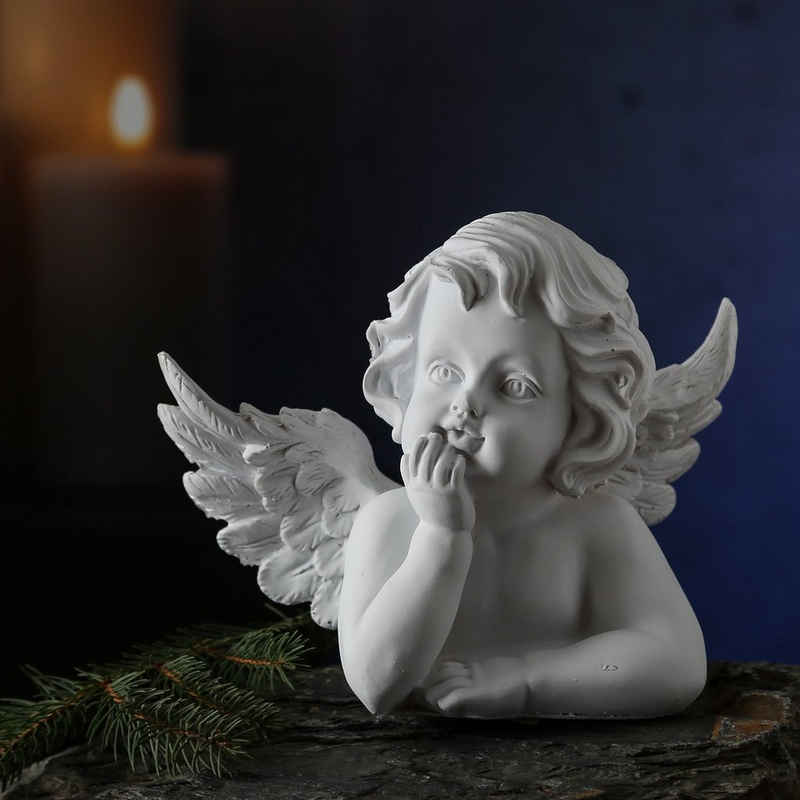 MARELIDA Engelfigur Engel nachdenklich Gartenfigur Grabschmuck Grabengel 20,5 x 9,5 x 16cm