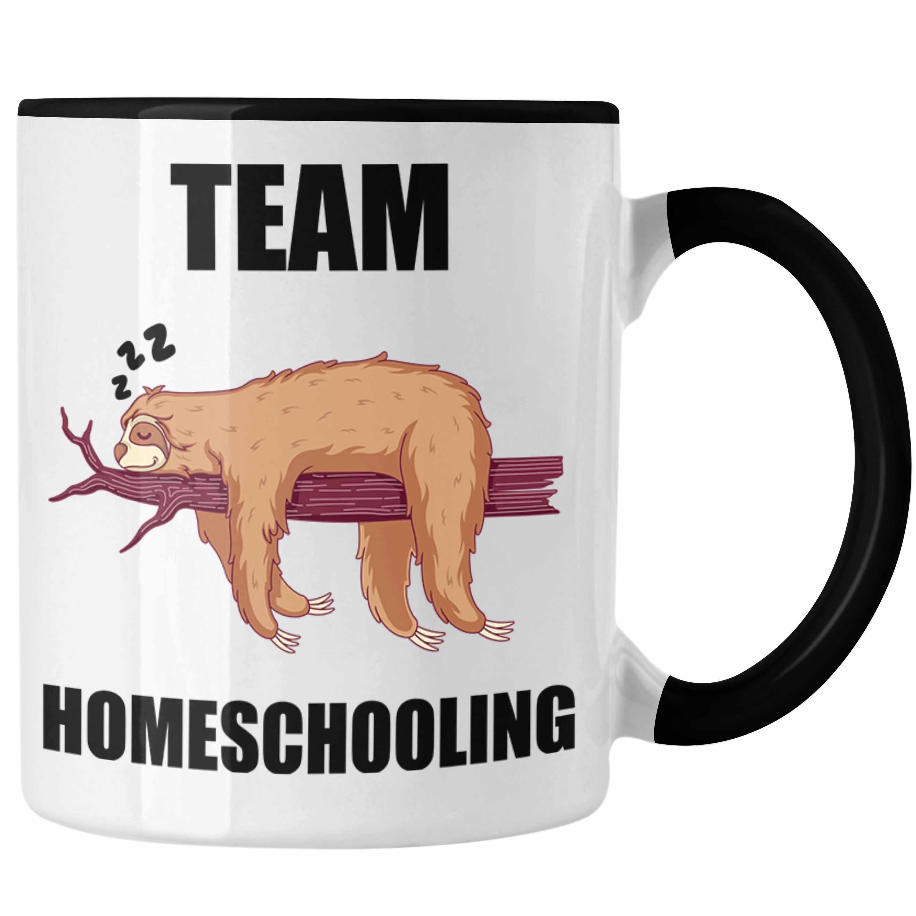 Trendation Tasse Trendation - Lustige Tasse mit Spruch Faultier Geschenk Lehrer Lehrerin Homeschooling Schwarz