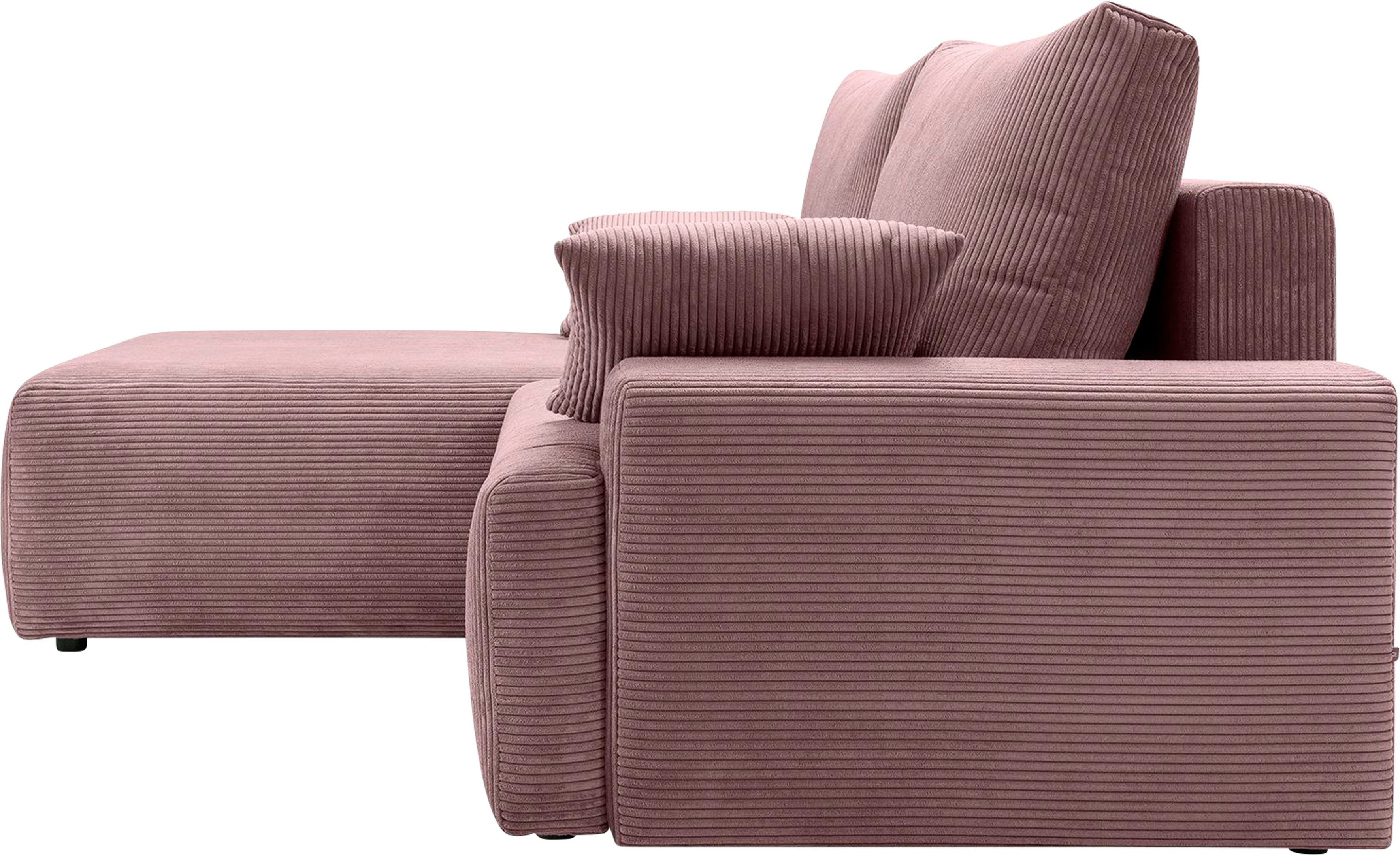 exxpo - Bettfunktion sofa Orinoko, fashion in inklusive und Ecksofa verschiedenen Cord-Farben rose Bettkasten