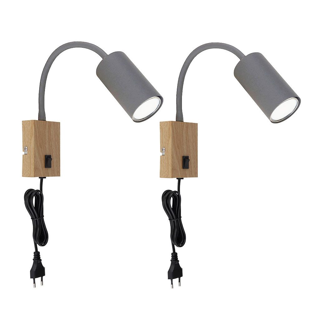 GLOBO LIGHTING Wandleuchte, Leuchtmittel nicht inklusive, Wand- Leselampe für Schlafzimmer Leselampe Holzoptik