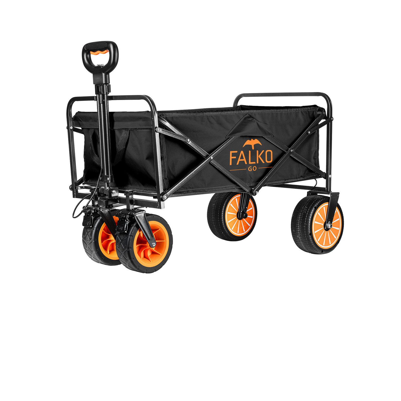 Genius Bollerwagen Falko Go Elektrischer Bollerwagen faltbar (breite Reifen auf allen Untergründen, Handwagen mit Motor, Gartenwagen Strandwagen für Ausflug Camping, 1- tlg), elektrisch nutzbar, zusammenklappbar