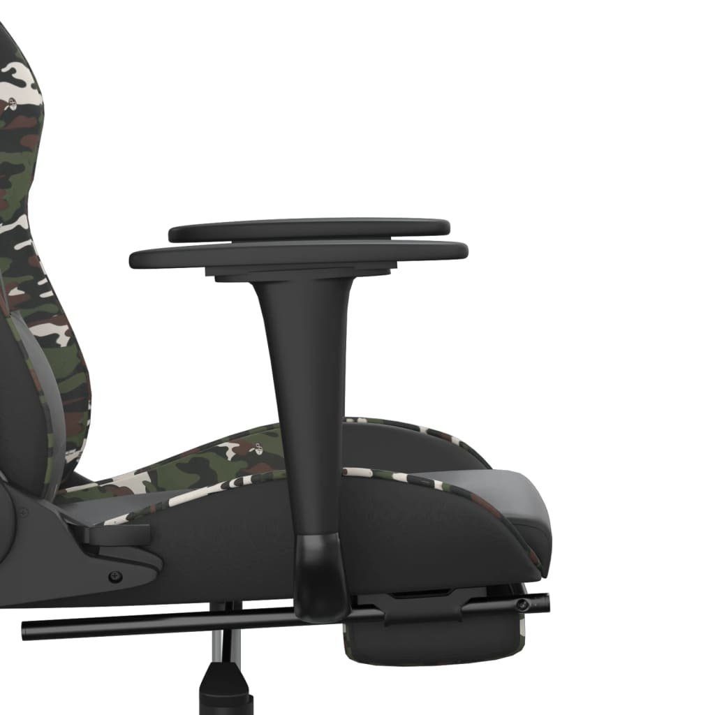 vidaXL Gaming-Stuhl Gamingstuhl mit Tarnfarben und St) (1 Schwarz und | Camouflage Schwarz Kunstleder Schwarz Massage Camouflage Fußstütze